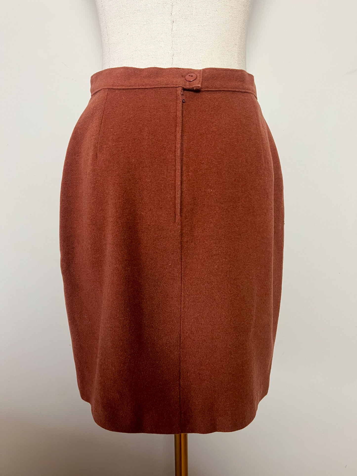Jupe Droite Vintage Laine & Cachemire T. 36/38 (S/M) - Marron Noisette