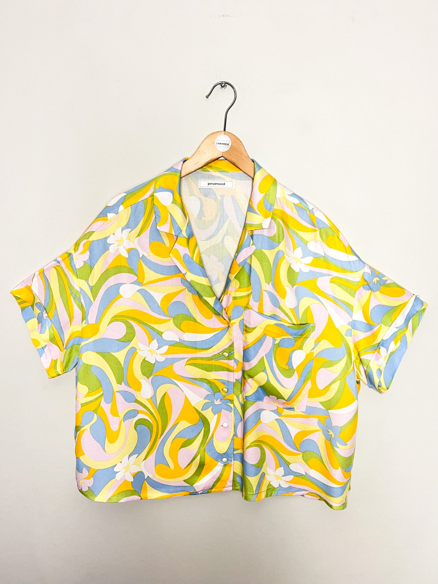 Chemise Oversize Promod – Imprimé Psychédélique 70's – 100% Viscose – Taille 38