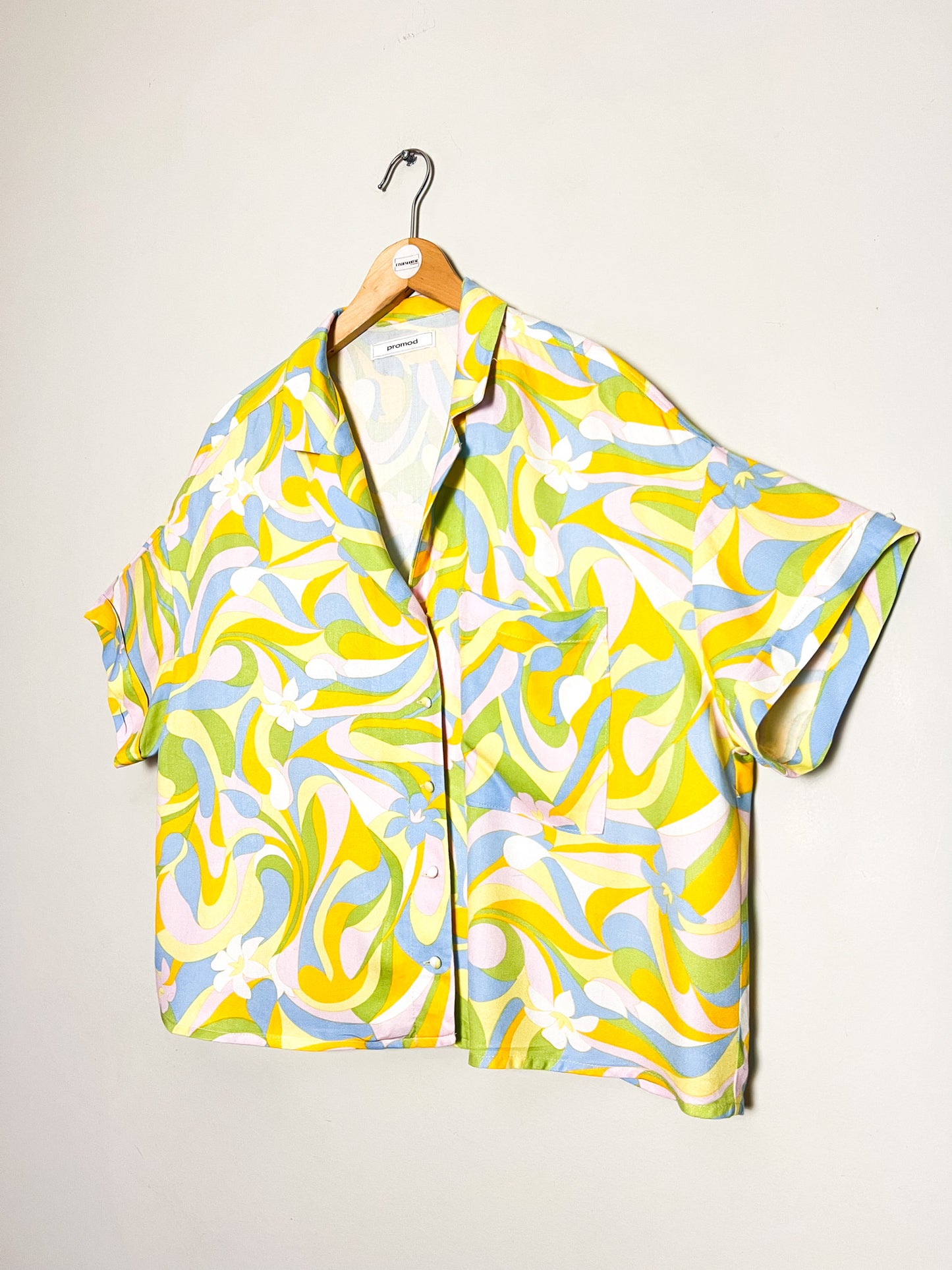 Chemise Oversize Promod – Imprimé Psychédélique 70's – 100% Viscose – Taille 38