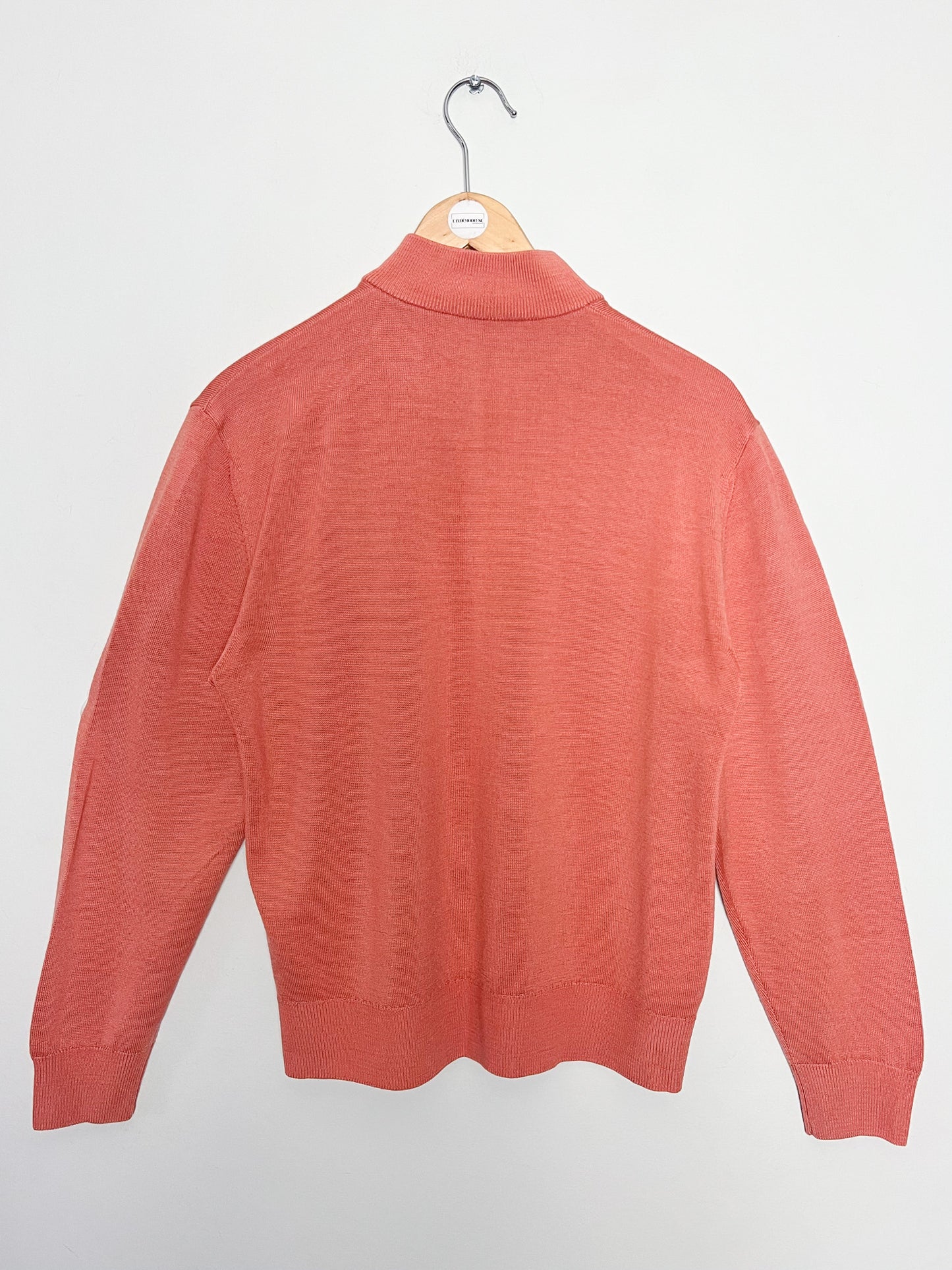Pull Vintage Années 90 – Beige Rosé – Col Chemisé Boutonné – Laine & Acrylique – Montagut -Taille 38/40