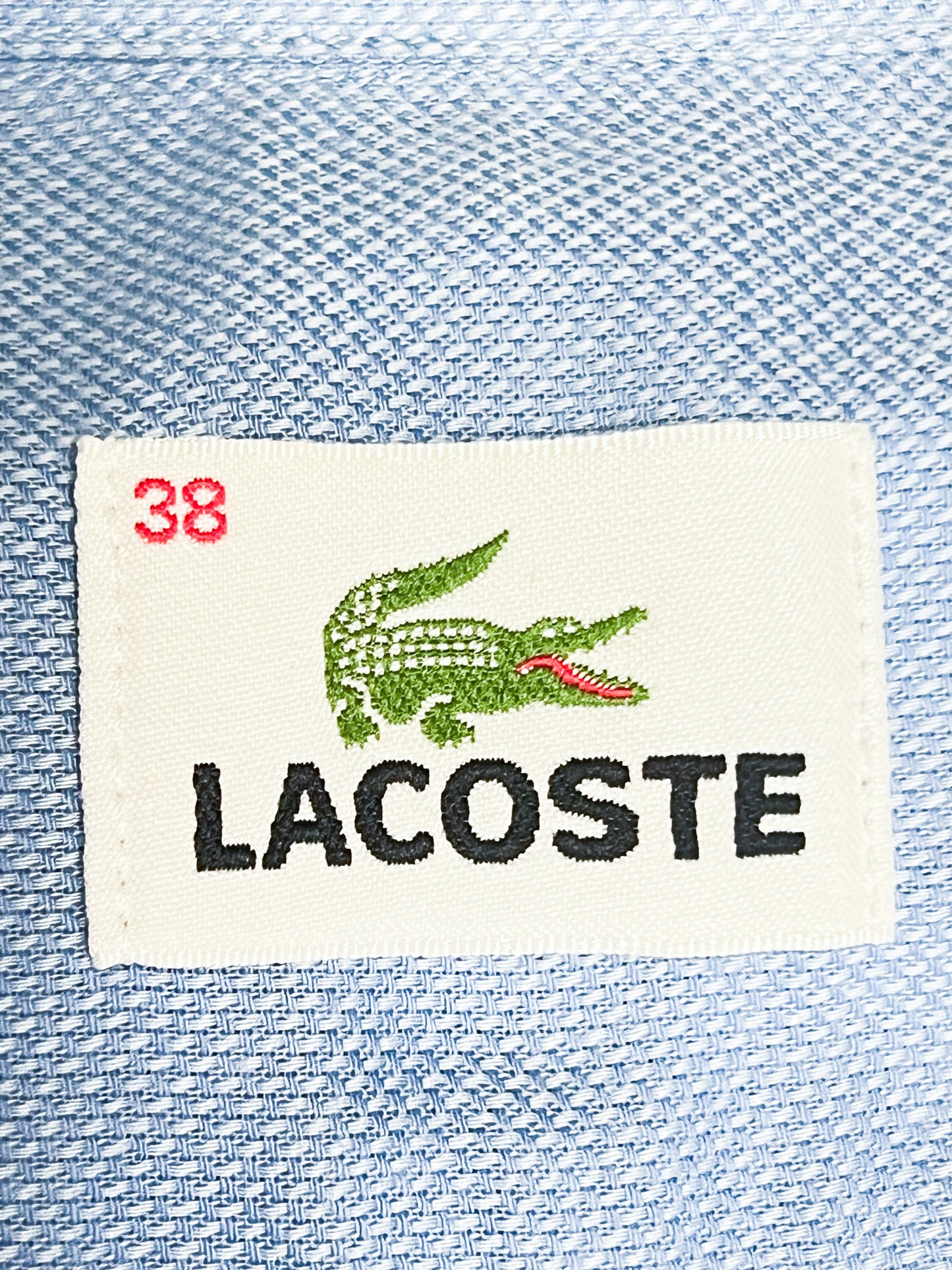 Chemise Vintage Lacoste Bleu Ciel – 100% Coton – Coupe Homme/Unisexe – Taille 38 (S/M)