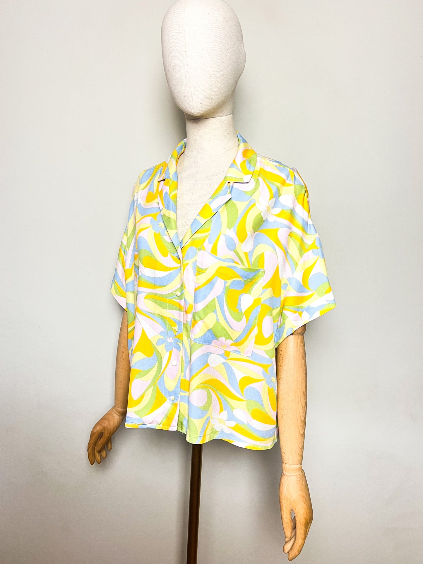 Chemise Oversize Promod – Imprimé Psychédélique 70's – 100% Viscose – Taille 38