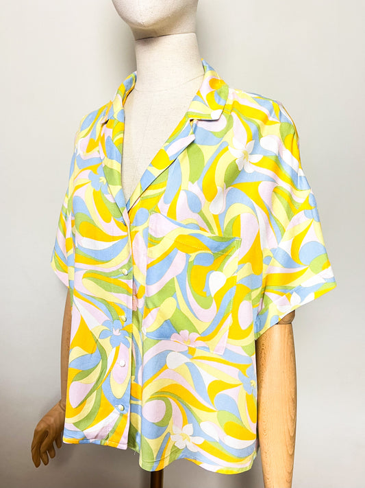 Chemise Oversize Promod – Imprimé Psychédélique 70's – 100% Viscose – Taille 38