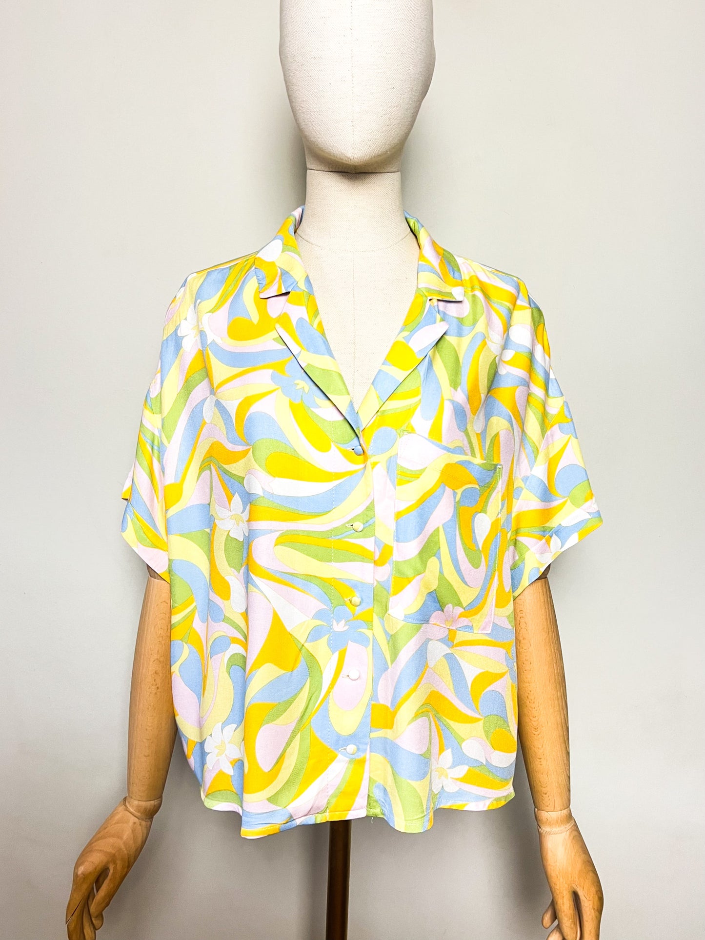 Chemise Oversize Promod – Imprimé Psychédélique 70's – 100% Viscose – Taille 38