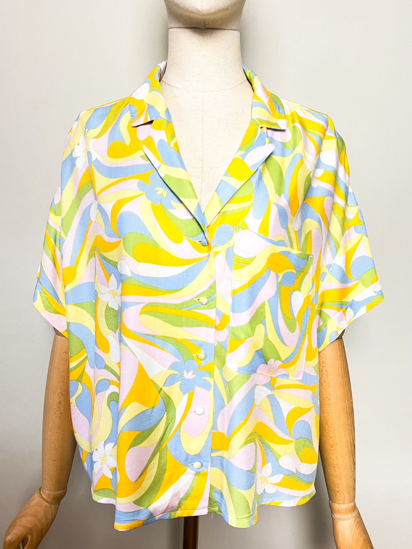 Chemise Oversize Promod – Imprimé Psychédélique 70's – 100% Viscose – Taille 38