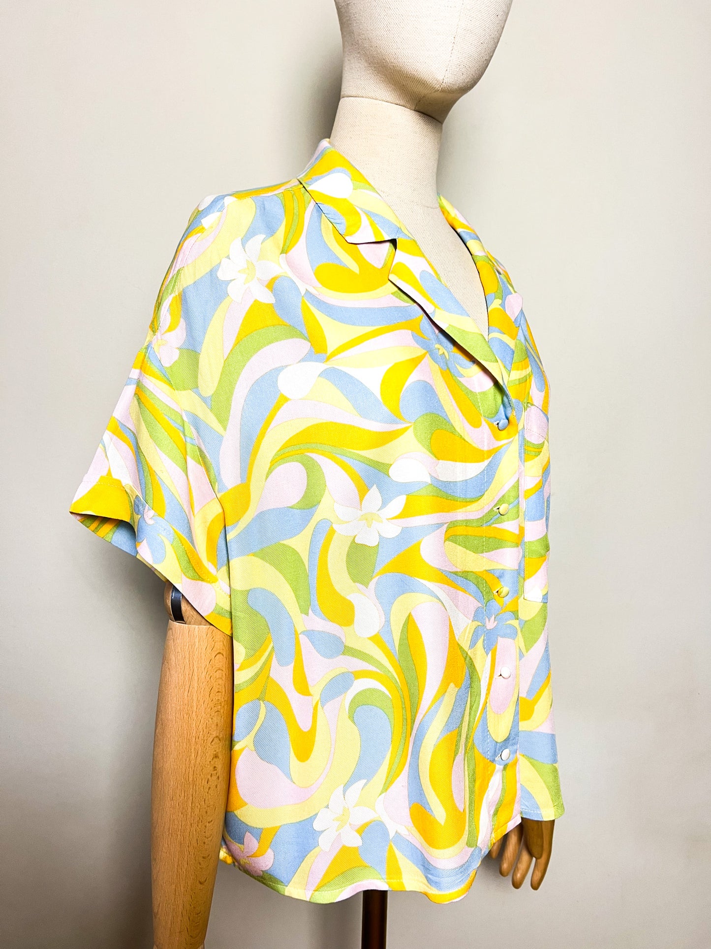 Chemise Oversize Promod – Imprimé Psychédélique 70's – 100% Viscose – Taille 38