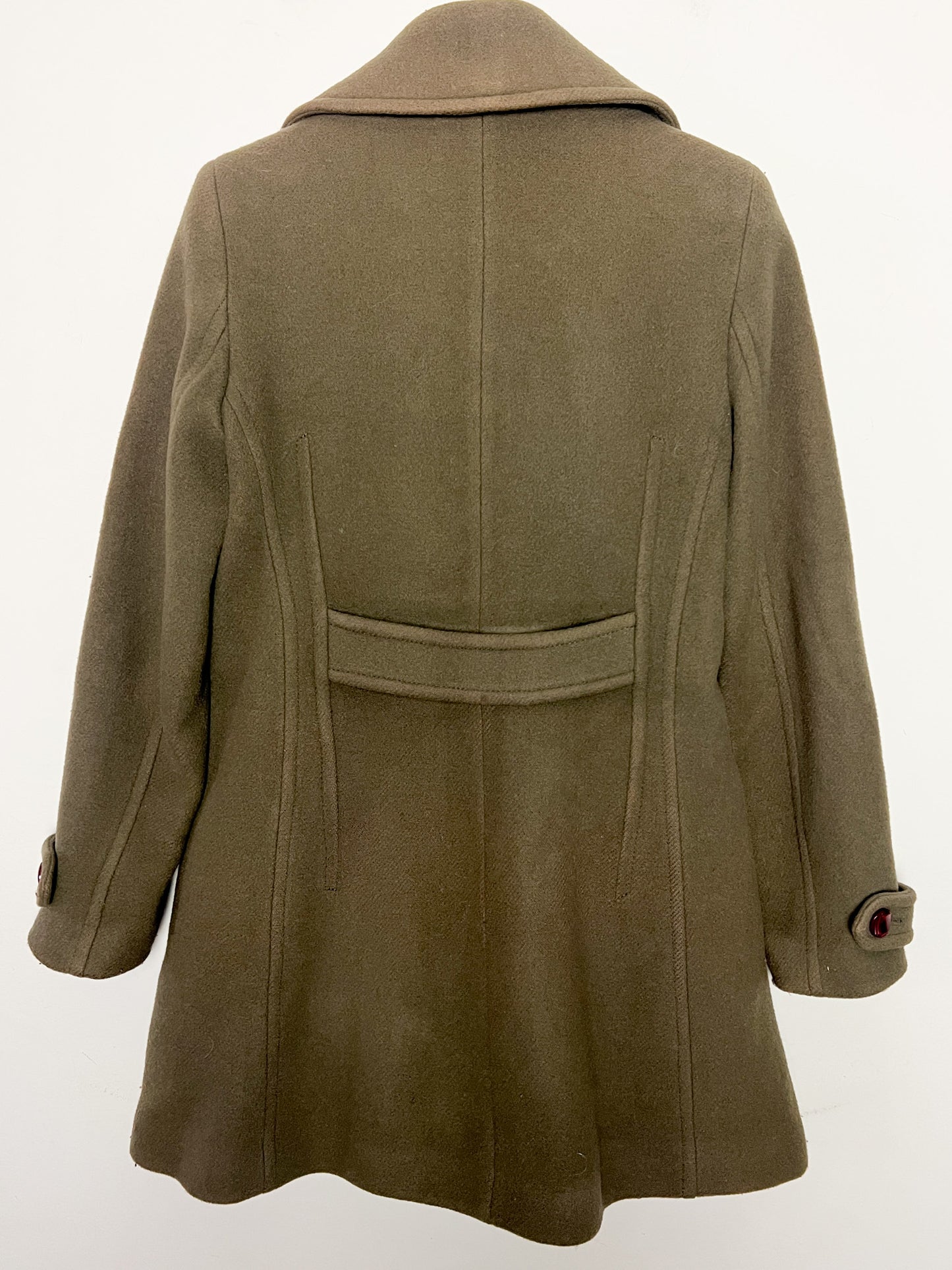 Manteau Kaki 80% Laine Pablo - Col Large Rétro - Coupe Cintrée T. 38