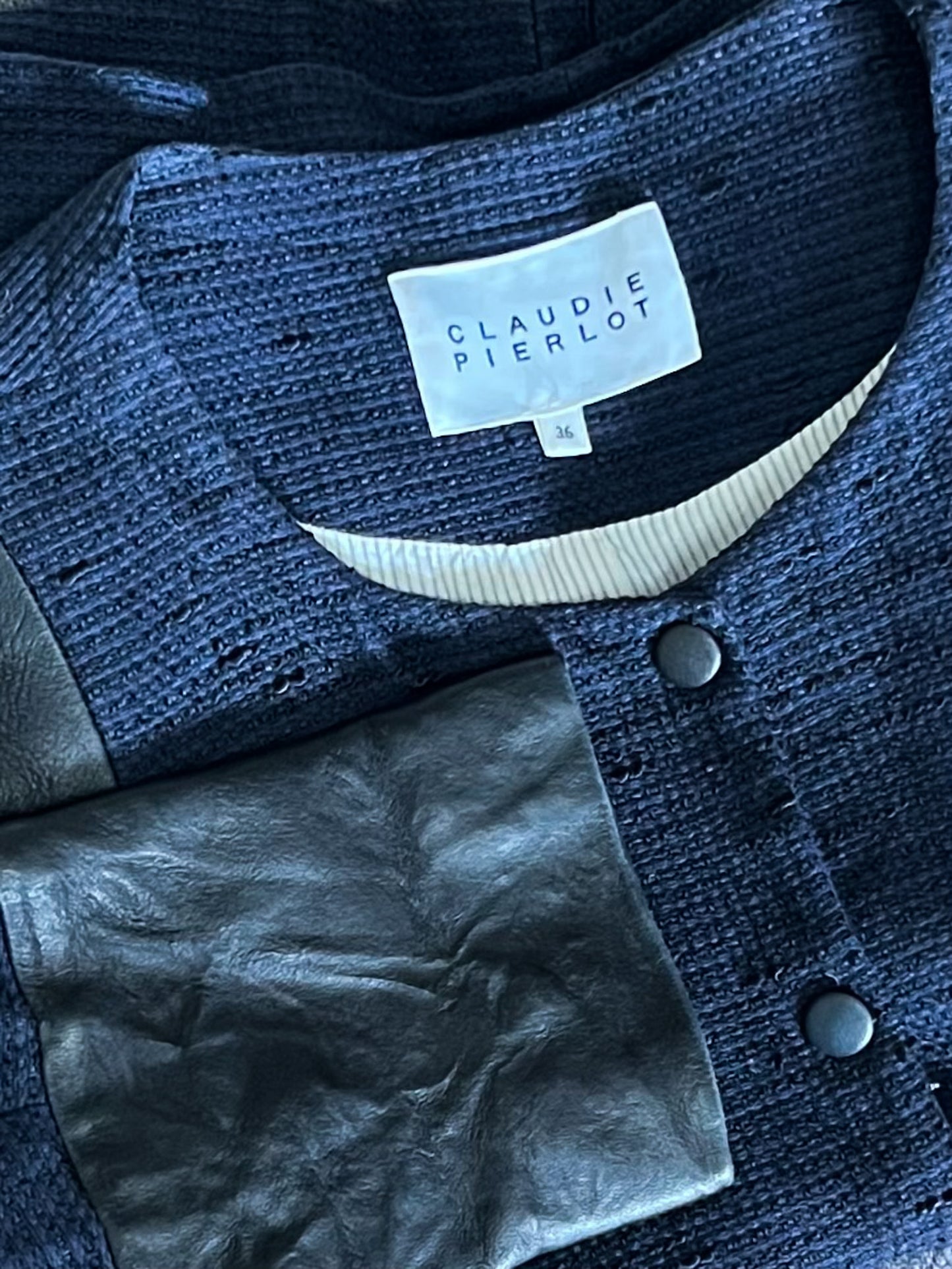Veste– Marine & Cuir d’Agneau - Chic/Rock Modèle Valentin Claudie Pierlot – Taille 36