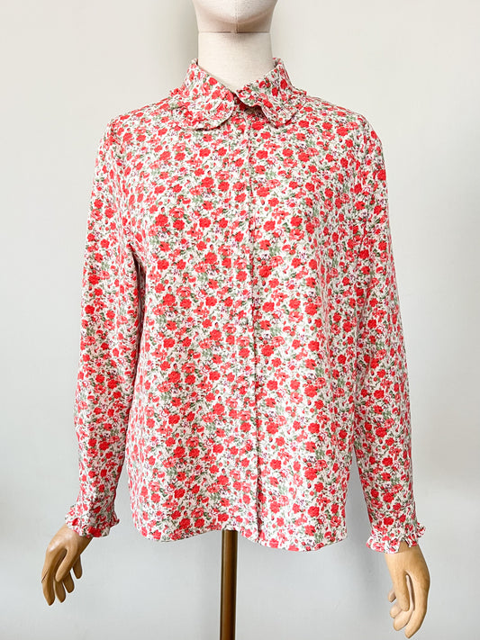 Chemisier Romantique – Imprimé Fleuri Rétro – Col Claudine – Peace n' Love - Taille S/M