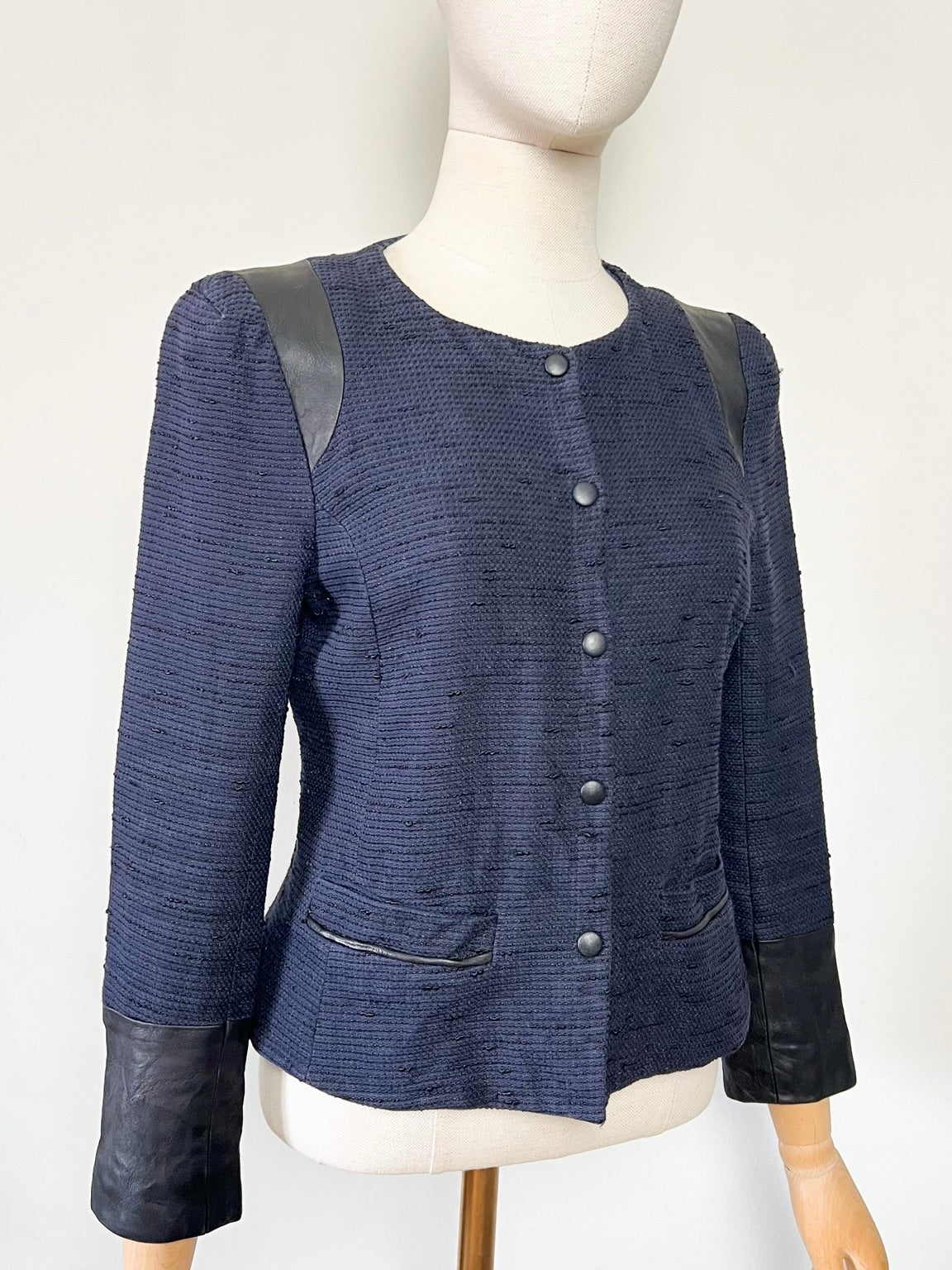 Veste– Marine & Cuir d’Agneau - Chic/Rock Modèle Valentin Claudie Pierlot – Taille 36