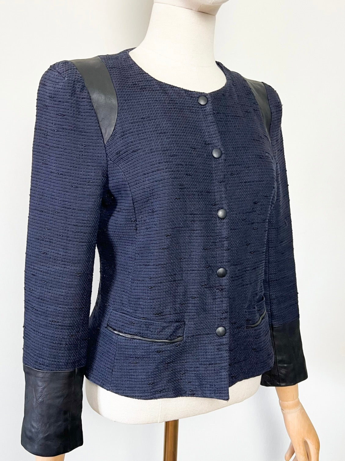 Veste– Marine & Cuir d’Agneau - Chic/Rock Modèle Valentin Claudie Pierlot – Taille 36