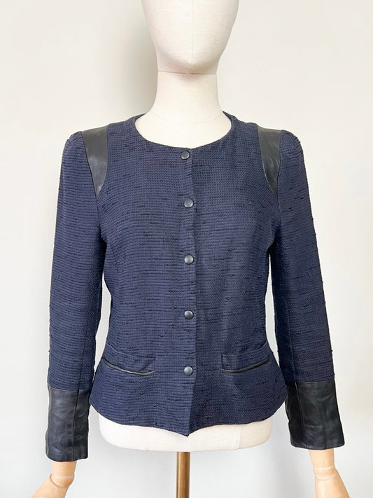 Veste– Marine & Cuir d’Agneau - Chic/Rock Modèle Valentin Claudie Pierlot – Taille 36
