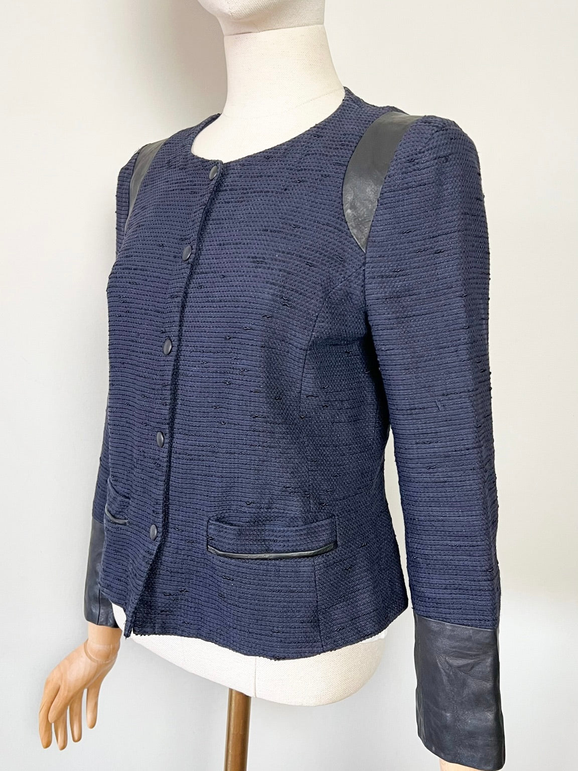 Veste– Marine & Cuir d’Agneau - Chic/Rock Modèle Valentin Claudie Pierlot – Taille 36