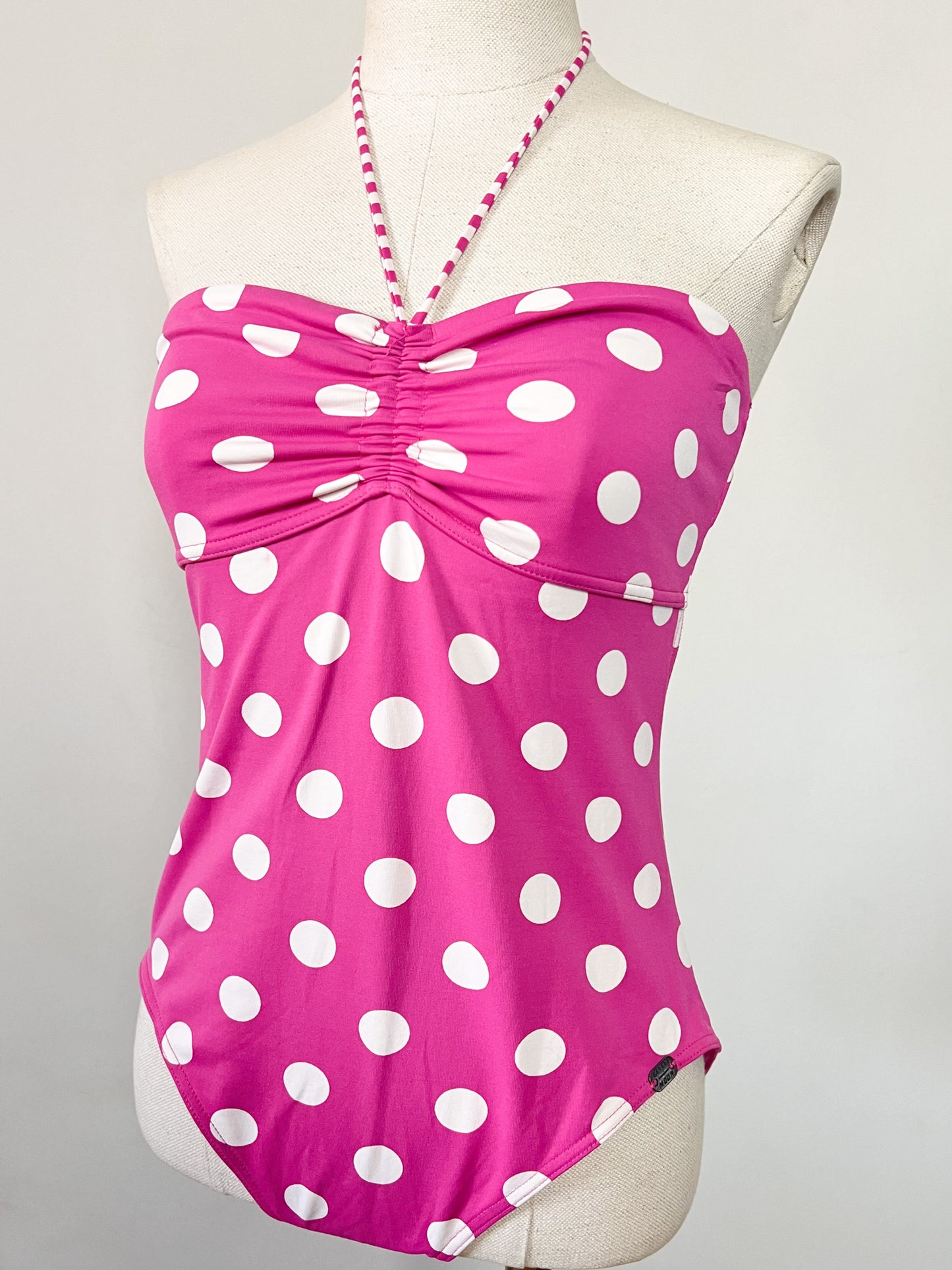 Maillot de Bain 1 Pièce Banana Moon – Rose Fuchsia à Pois – Look Rétro Pin-up – Taille 40