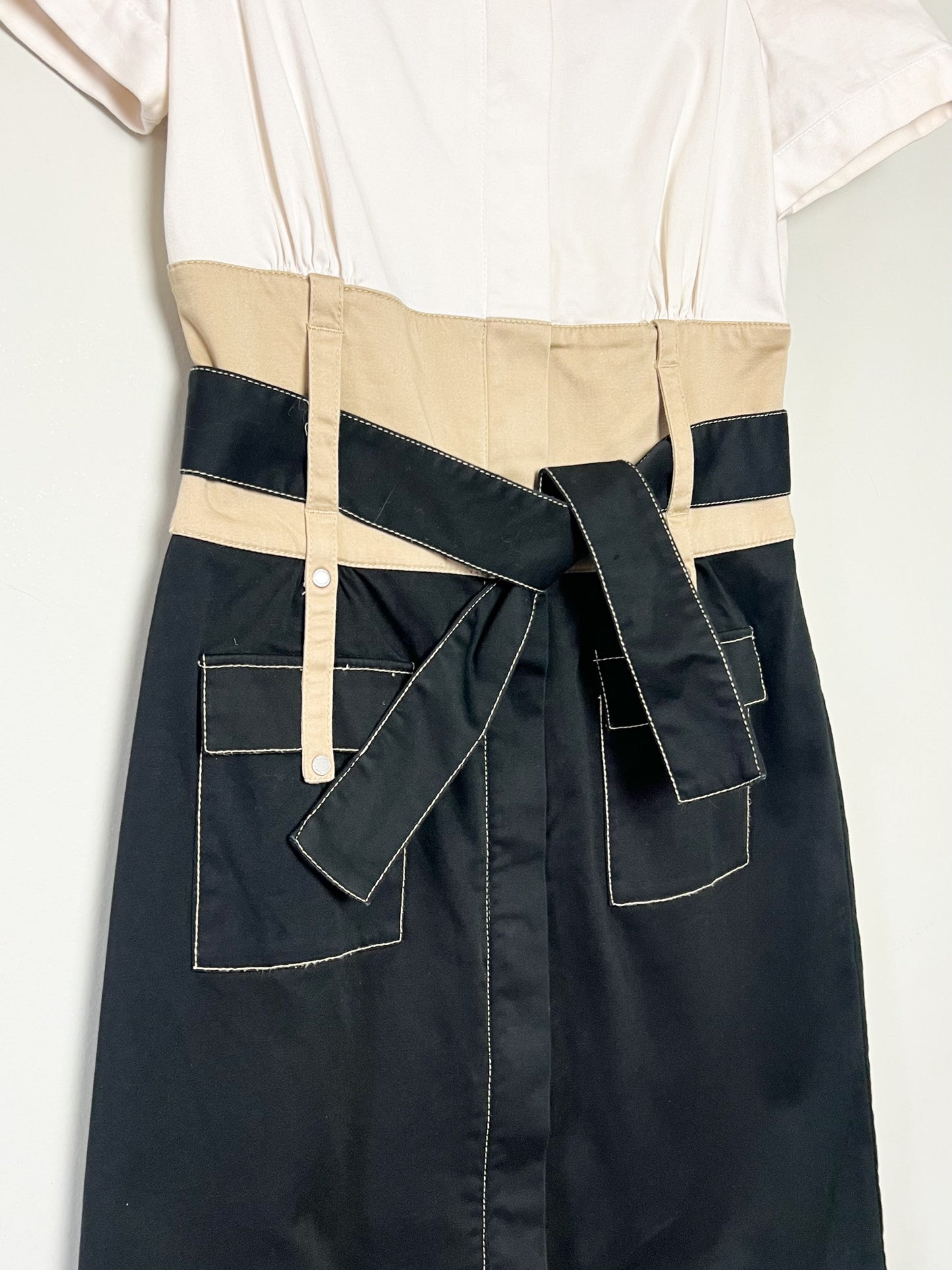 Robe Fourreau Adolfo Dominguez – Style "Saharienne Chic" – Tricolore – Taille 40