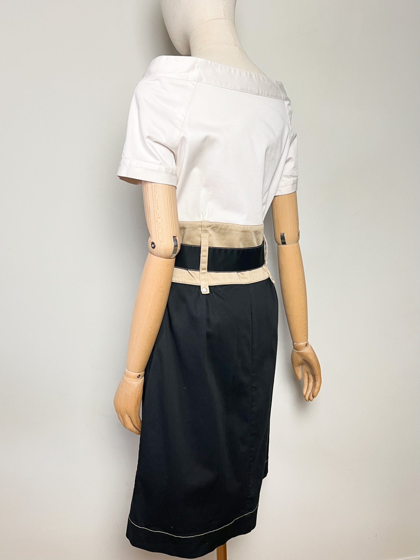 Robe Fourreau Adolfo Dominguez – Style "Saharienne Chic" – Tricolore – Taille 40