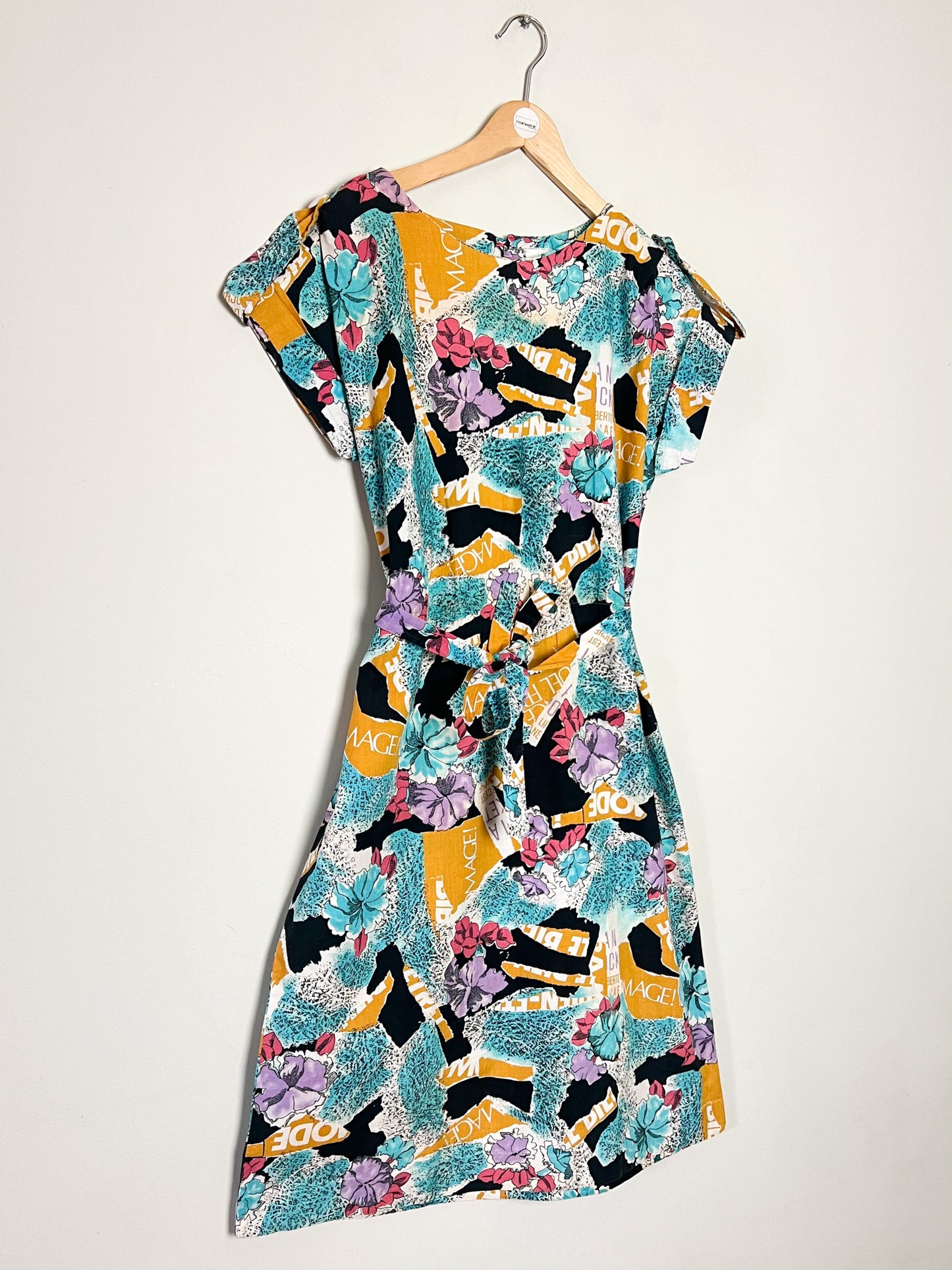 Robe Midi Vintage Années 80 90– Imprimé Fleuri Multicolore – 100% Coton – Cécile D'Orges – Taille 40/42