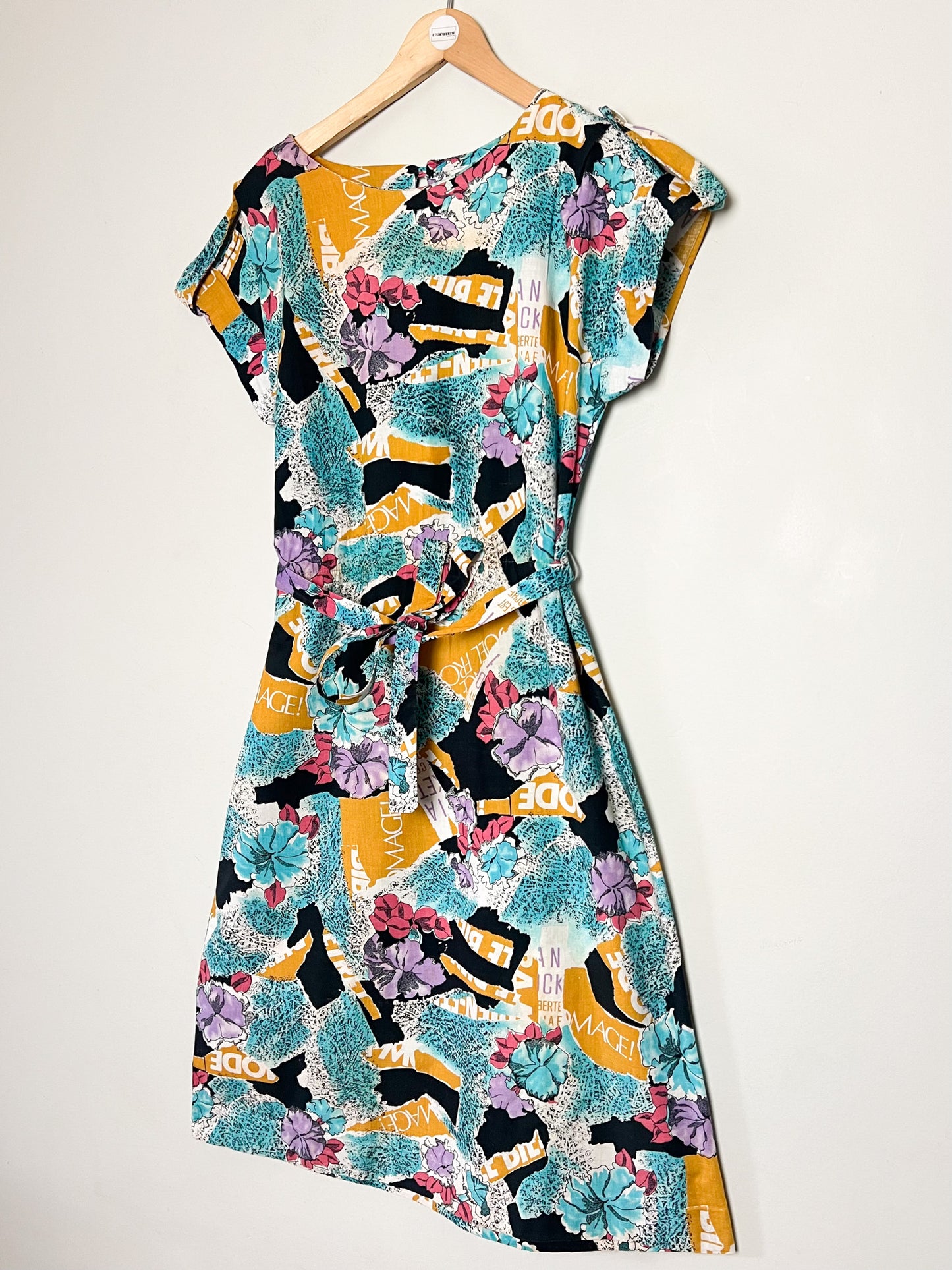 Robe Midi Vintage Années 80 90– Imprimé Fleuri Multicolore – 100% Coton – Cécile D'Orges – Taille 40/42