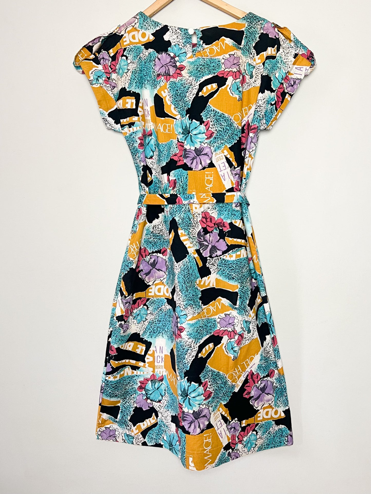 Robe Midi Vintage Années 80 90– Imprimé Fleuri Multicolore – 100% Coton – Cécile D'Orges – Taille 40/42