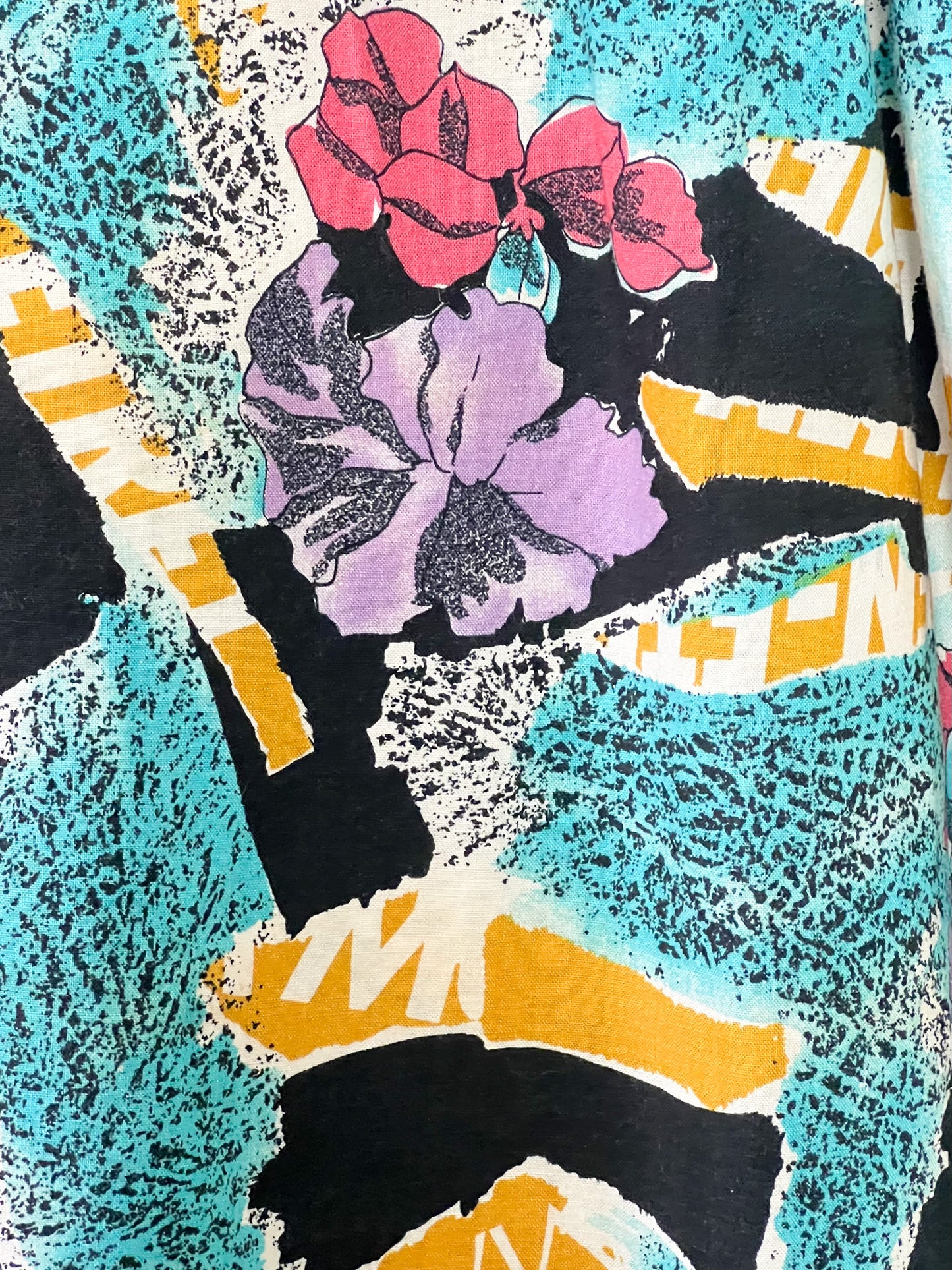 Robe Midi Vintage Années 80 90– Imprimé Fleuri Multicolore – 100% Coton – Cécile D'Orges – Taille 40/42