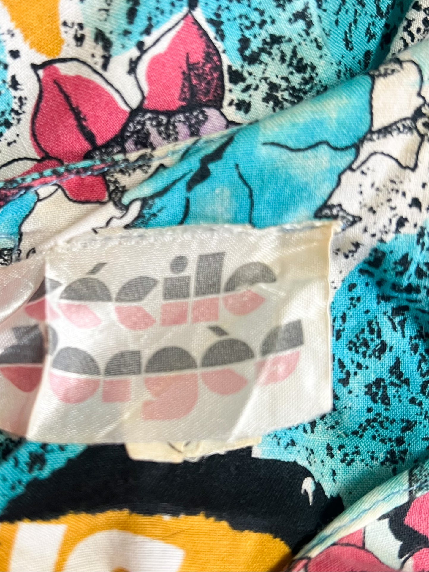 Robe Midi Vintage Années 80 90– Imprimé Fleuri Multicolore – 100% Coton – Cécile D'Orges – Taille 40/42