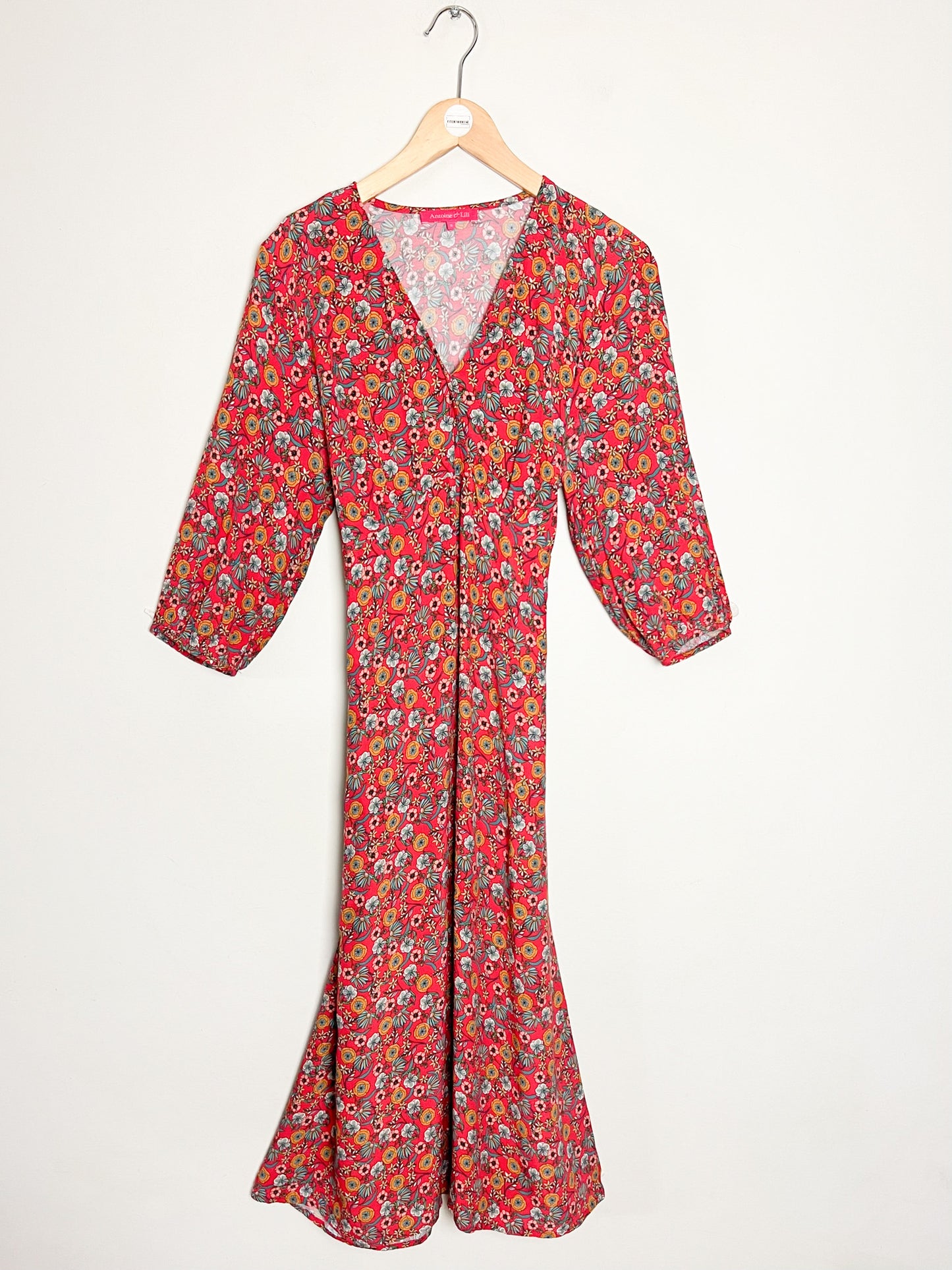 Robe Midi– Fleuri Rouge Pâle – Antoine & Lili – Modèle Charlie – T40/42