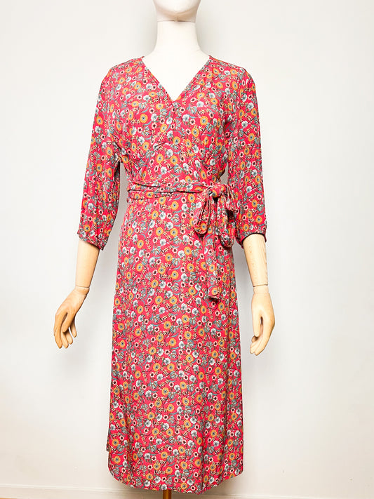 Robe Midi– Fleuri Rouge Pâle – Antoine & Lili – Modèle Charlie – T40/42
