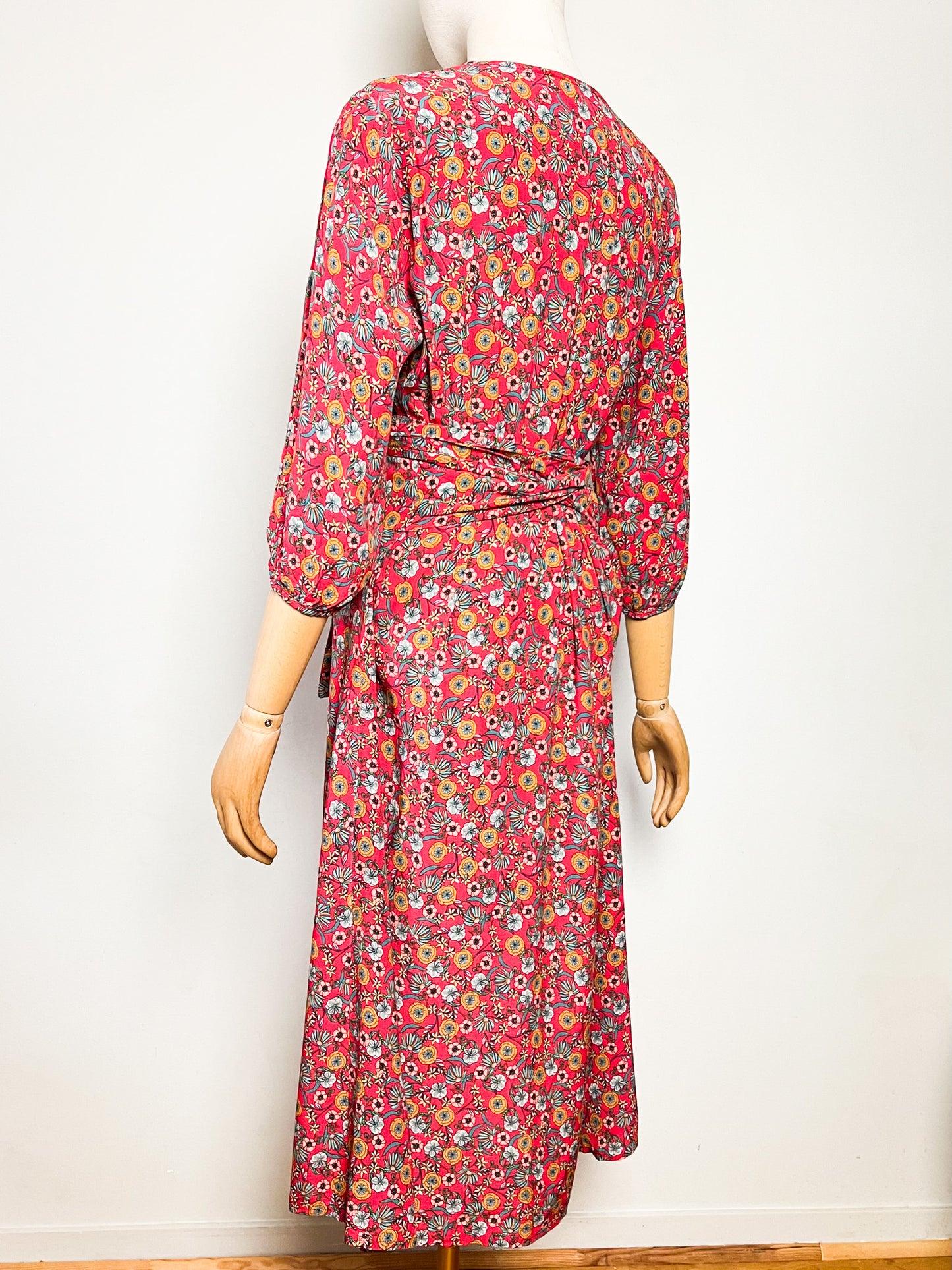 Robe Midi– Fleuri Rouge Pâle – Antoine & Lili – Modèle Charlie – T40/42