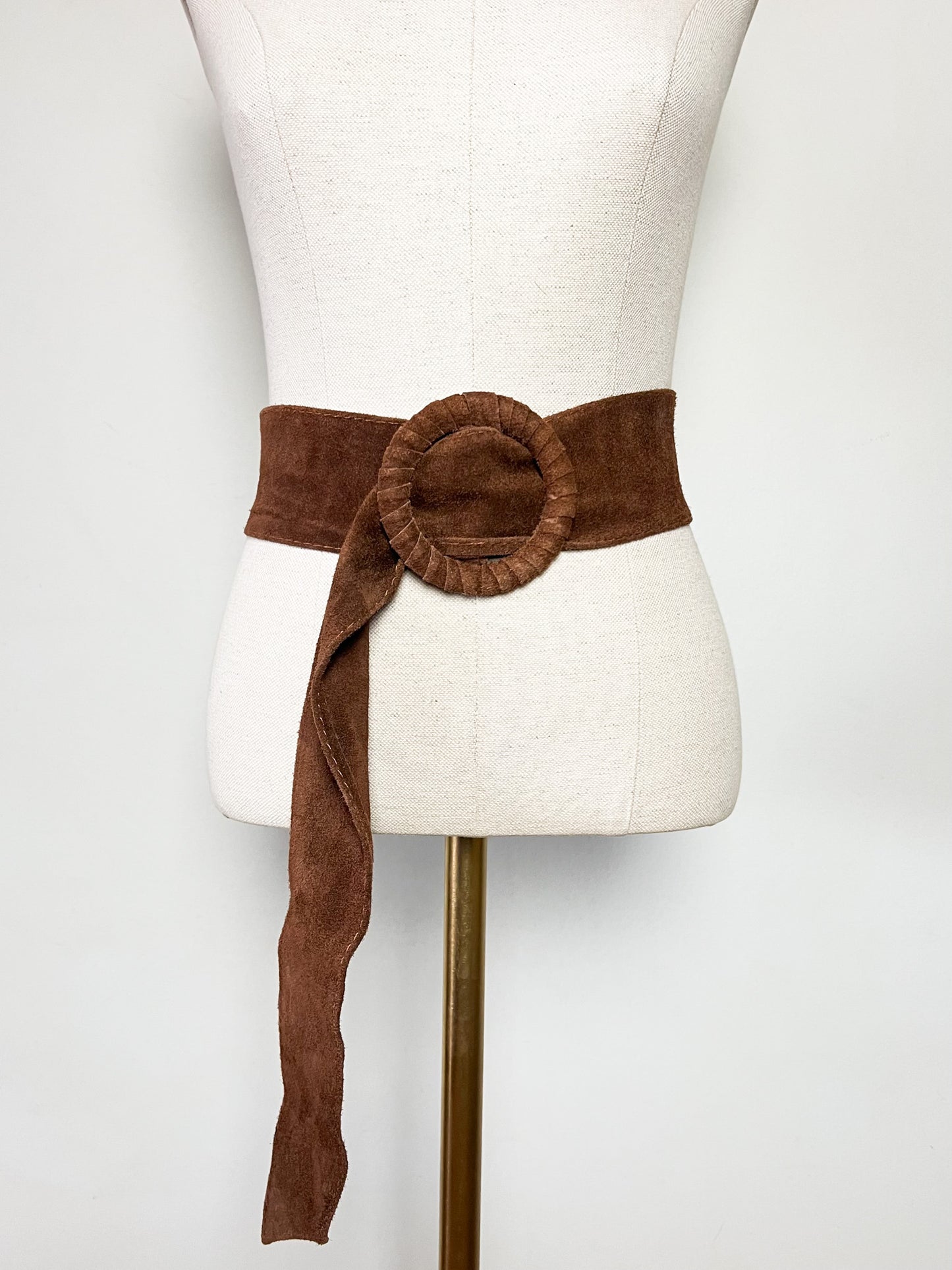 Ceinture Large en Cuir Marron– Maxi Boucle Recouverte – Fabrication Italienne