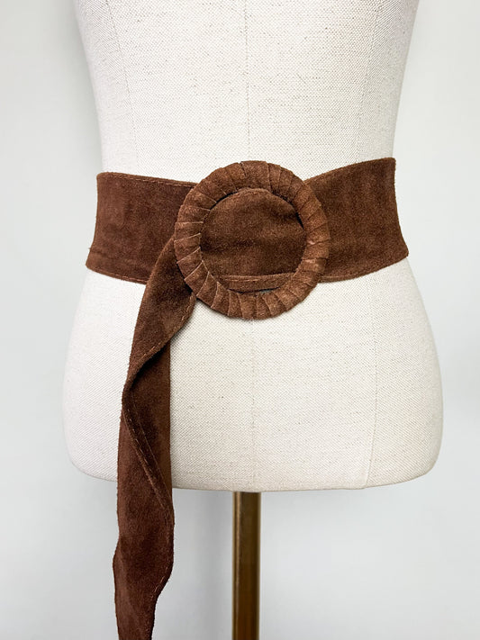 Ceinture Large en Cuir Marron– Maxi Boucle Recouverte – Fabrication Italienne