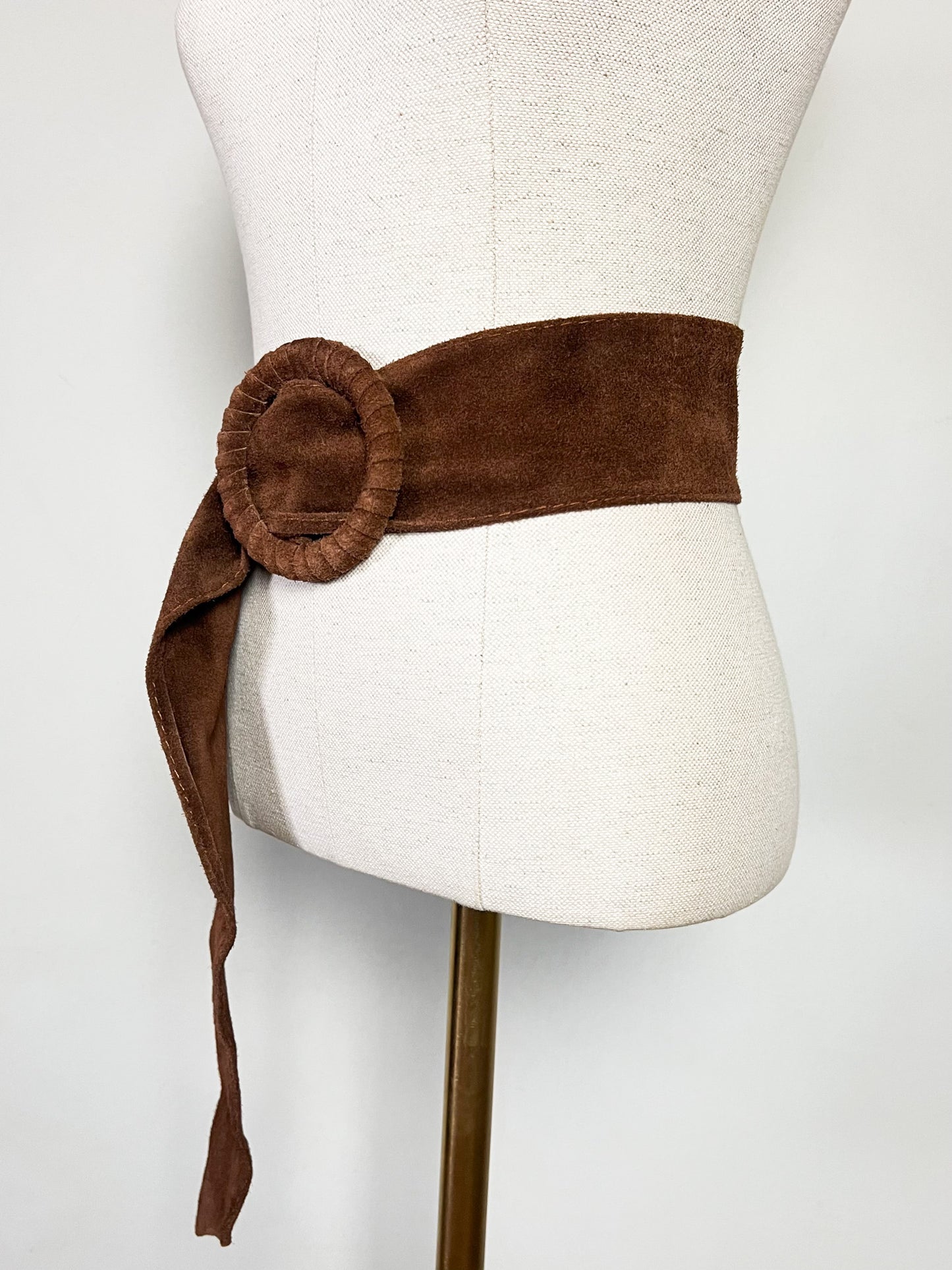 Ceinture Large en Cuir Marron– Maxi Boucle Recouverte – Fabrication Italienne