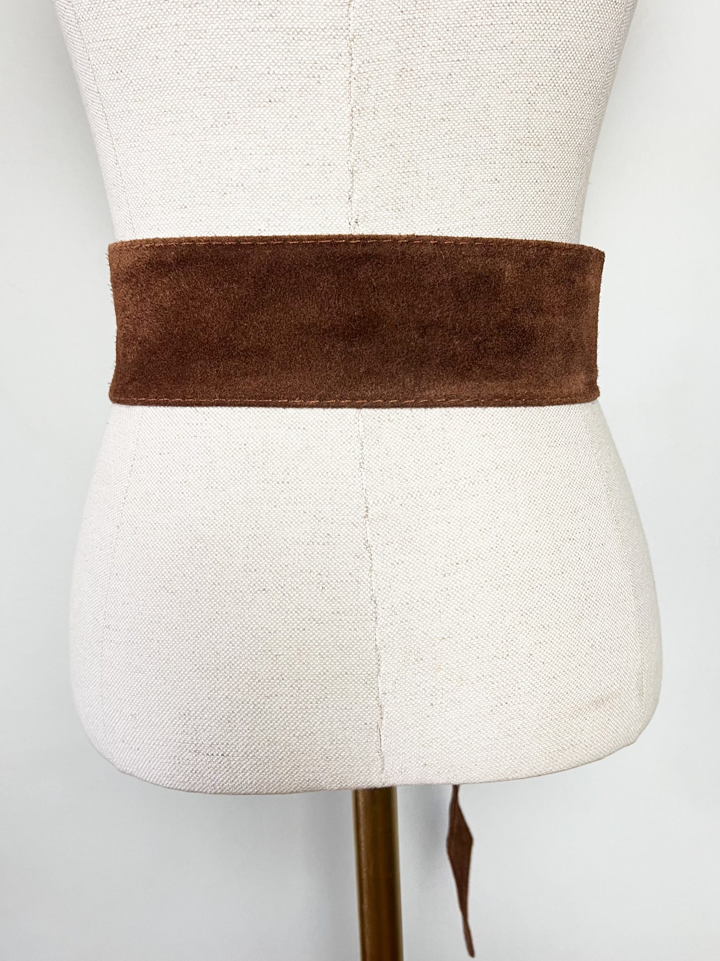 Ceinture Large en Cuir Marron– Maxi Boucle Recouverte – Fabrication Italienne