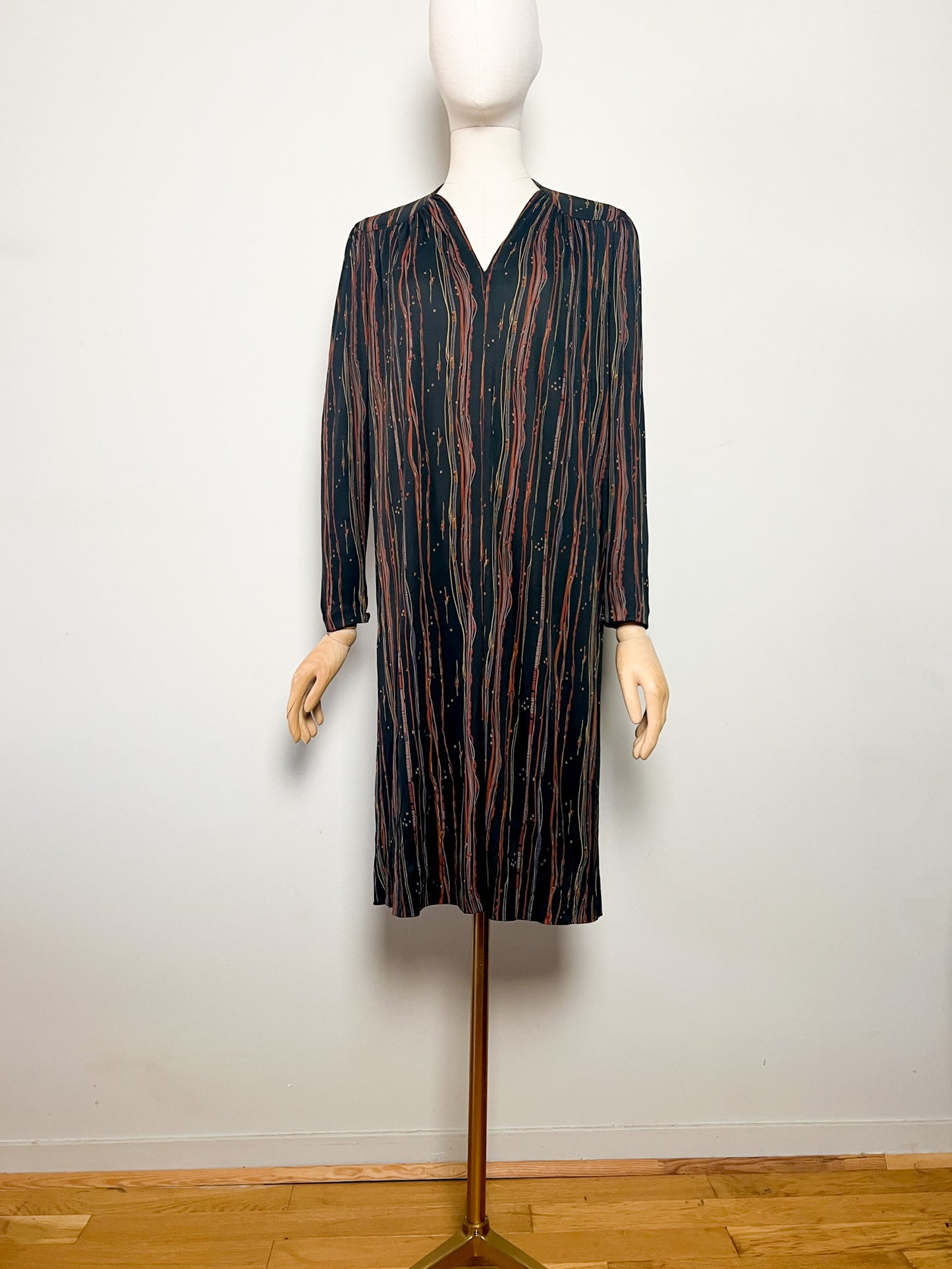 Robe Vintage Weill - Jerseys Listone - Imprimé Géométrique - T. 38 (M) - Acétate