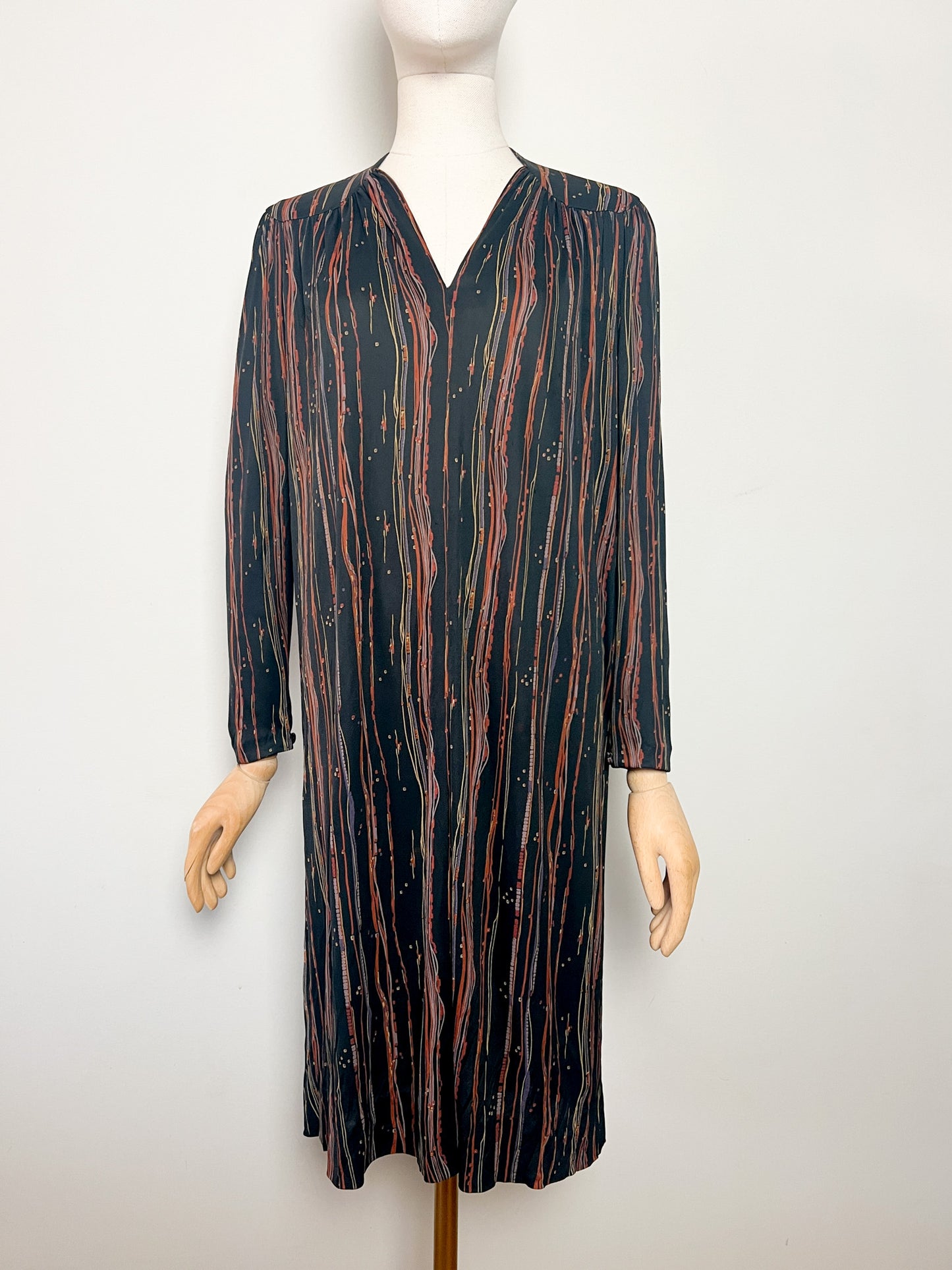 Robe Vintage Weill - Jerseys Listone - Imprimé Géométrique - T. 38 (M) - Acétate