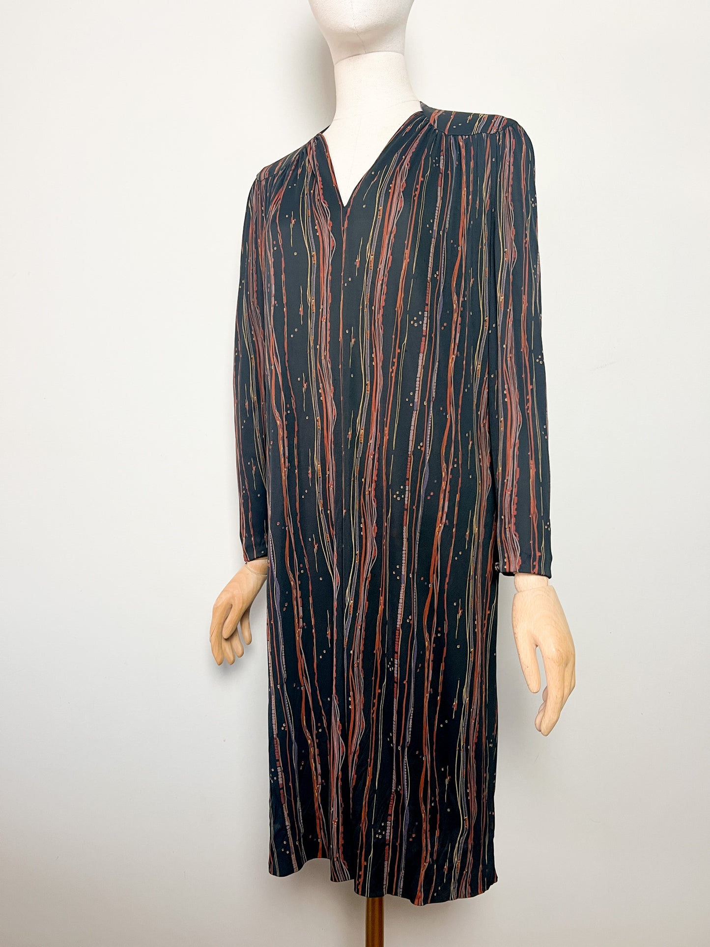 Robe Vintage Weill - Jerseys Listone - Imprimé Géométrique - T. 38 (M) - Acétate