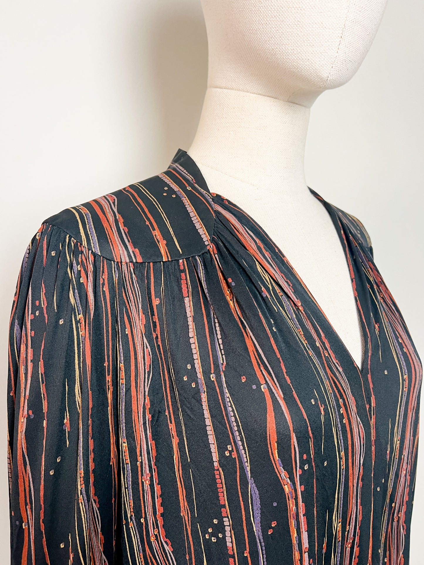 Robe Vintage Weill - Jerseys Listone - Imprimé Géométrique - T. 38 (M) - Acétate
