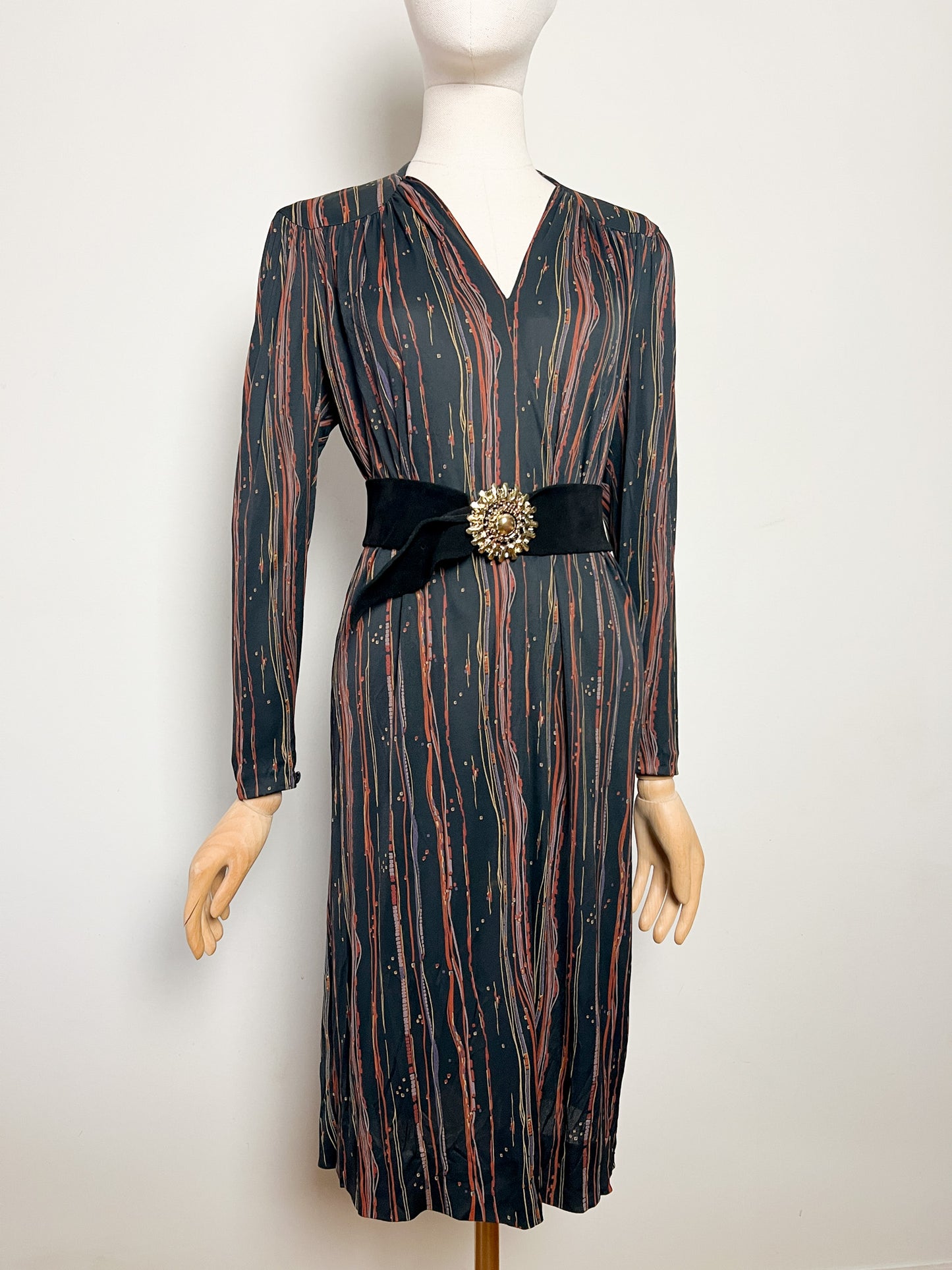 Robe Vintage Weill - Jerseys Listone - Imprimé Géométrique - T. 38 (M) - Acétate
