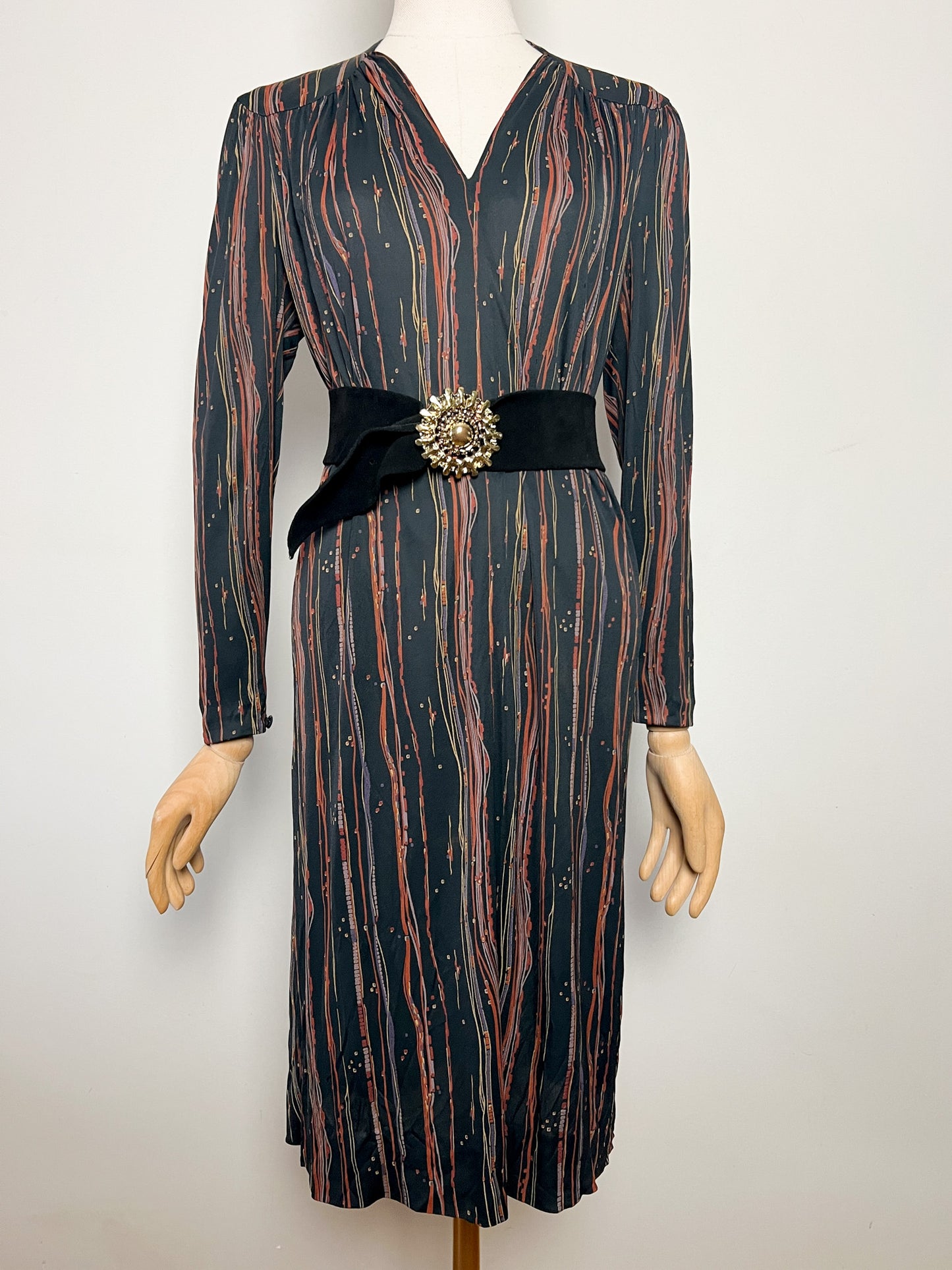 Robe Vintage Weill - Jerseys Listone - Imprimé Géométrique - T. 38 (M) - Acétate