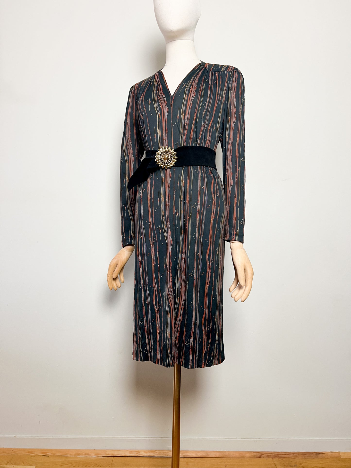 Robe Vintage Weill - Jerseys Listone - Imprimé Géométrique - T. 38 (M) - Acétate