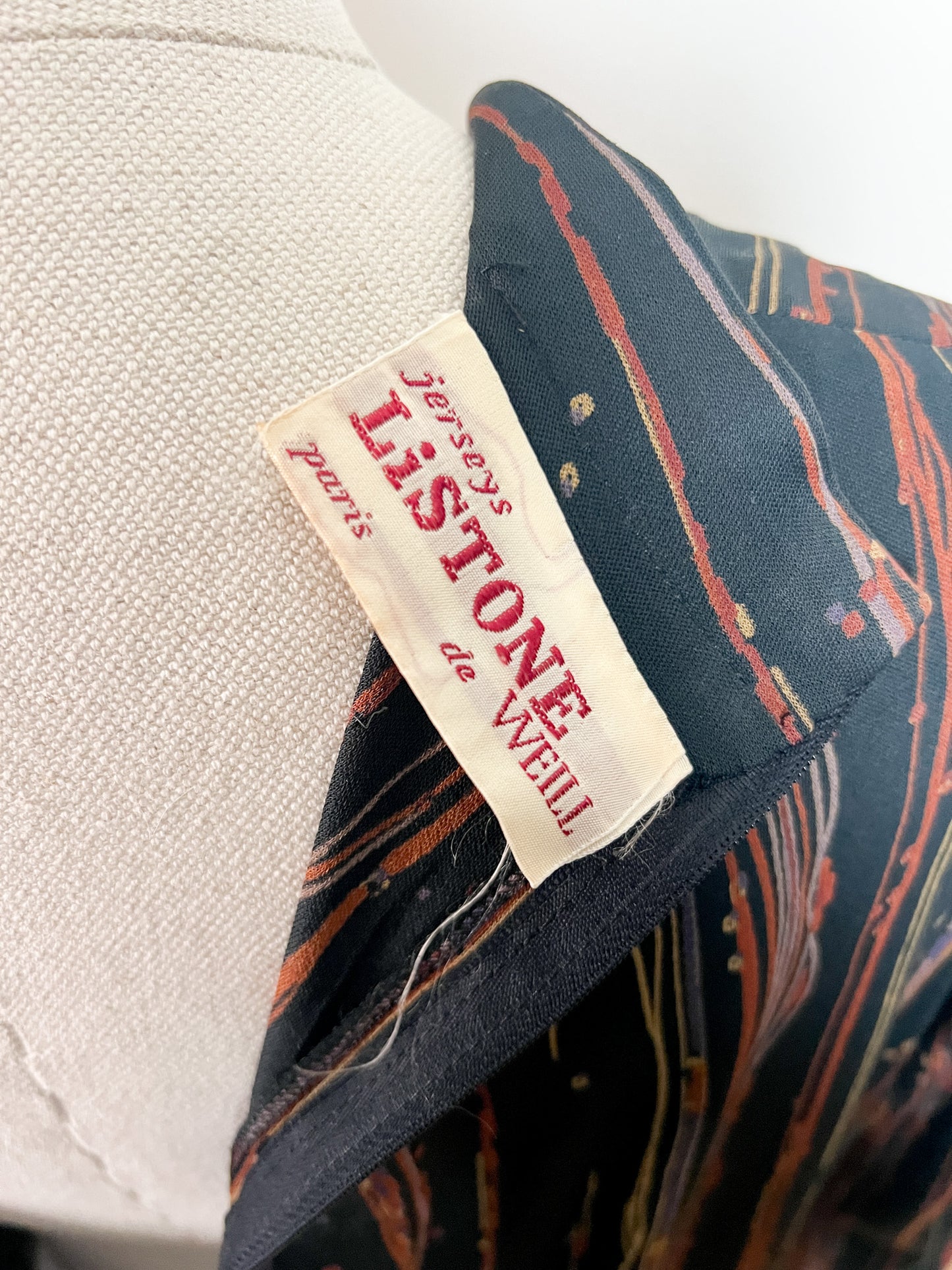 Robe Vintage Weill - Jerseys Listone - Imprimé Géométrique - T. 38 (M) - Acétate