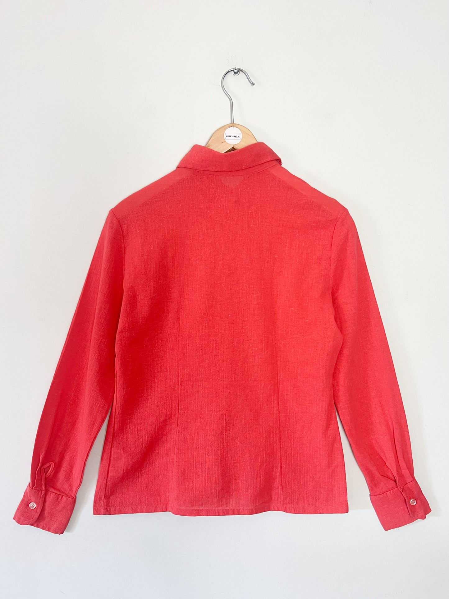 Chemise Vintage Années 70 Rouge Orangé – 100% Coton – Jane Villepreux T 36/38