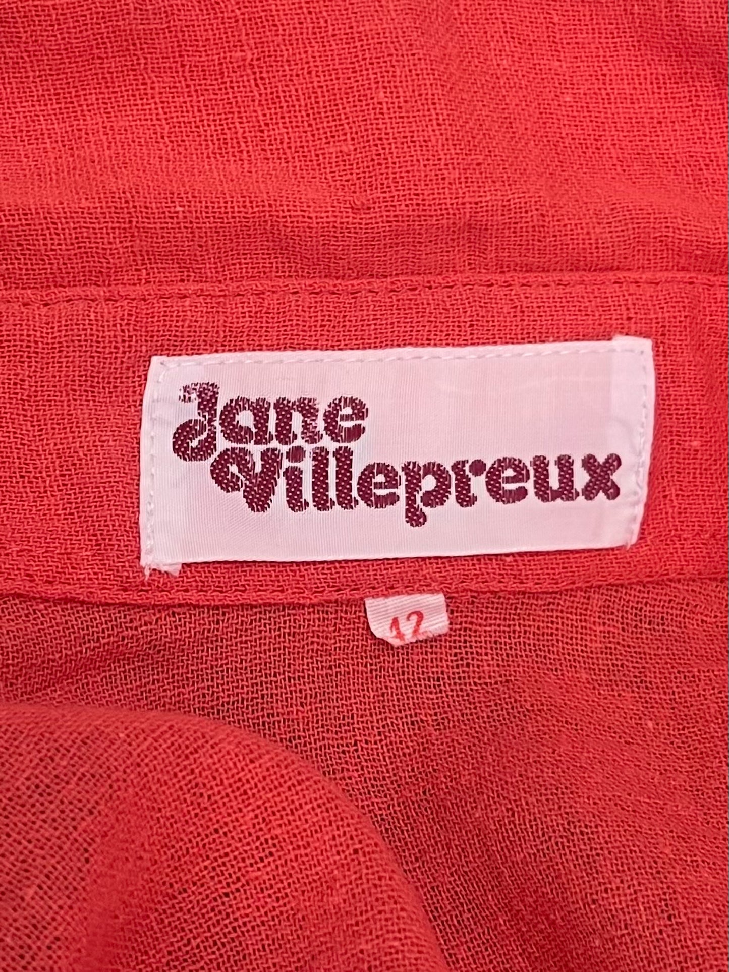 Chemise Vintage Années 70 Rouge Orangé – 100% Coton – Jane Villepreux T 36/38