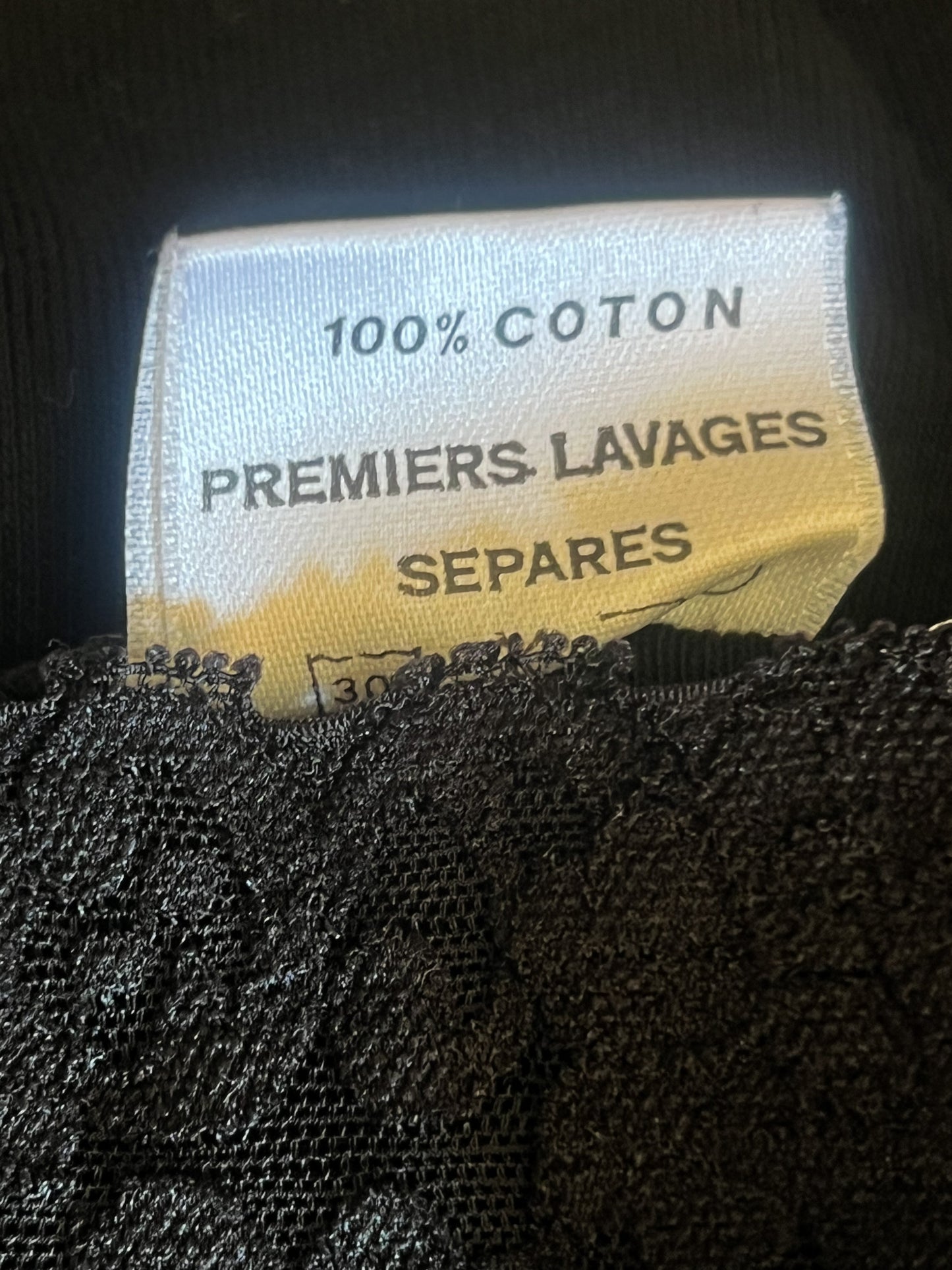 Top Vintage Années 90 Noir Épaules Dénudées & Dentelle – 100% Coton – Taille 34/36