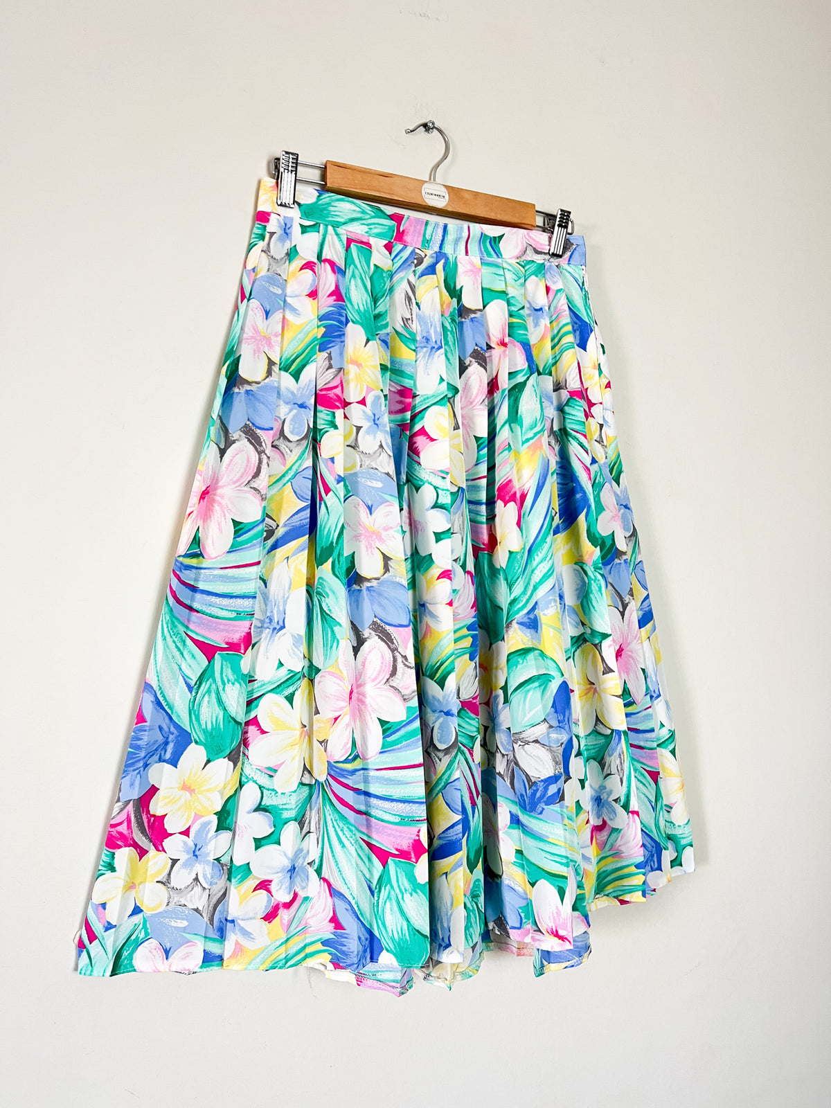 Jupe Plissée Vintage Années 90 Imprimé Floral Fluide Penney – Tons Pastel & Lumineux – T38