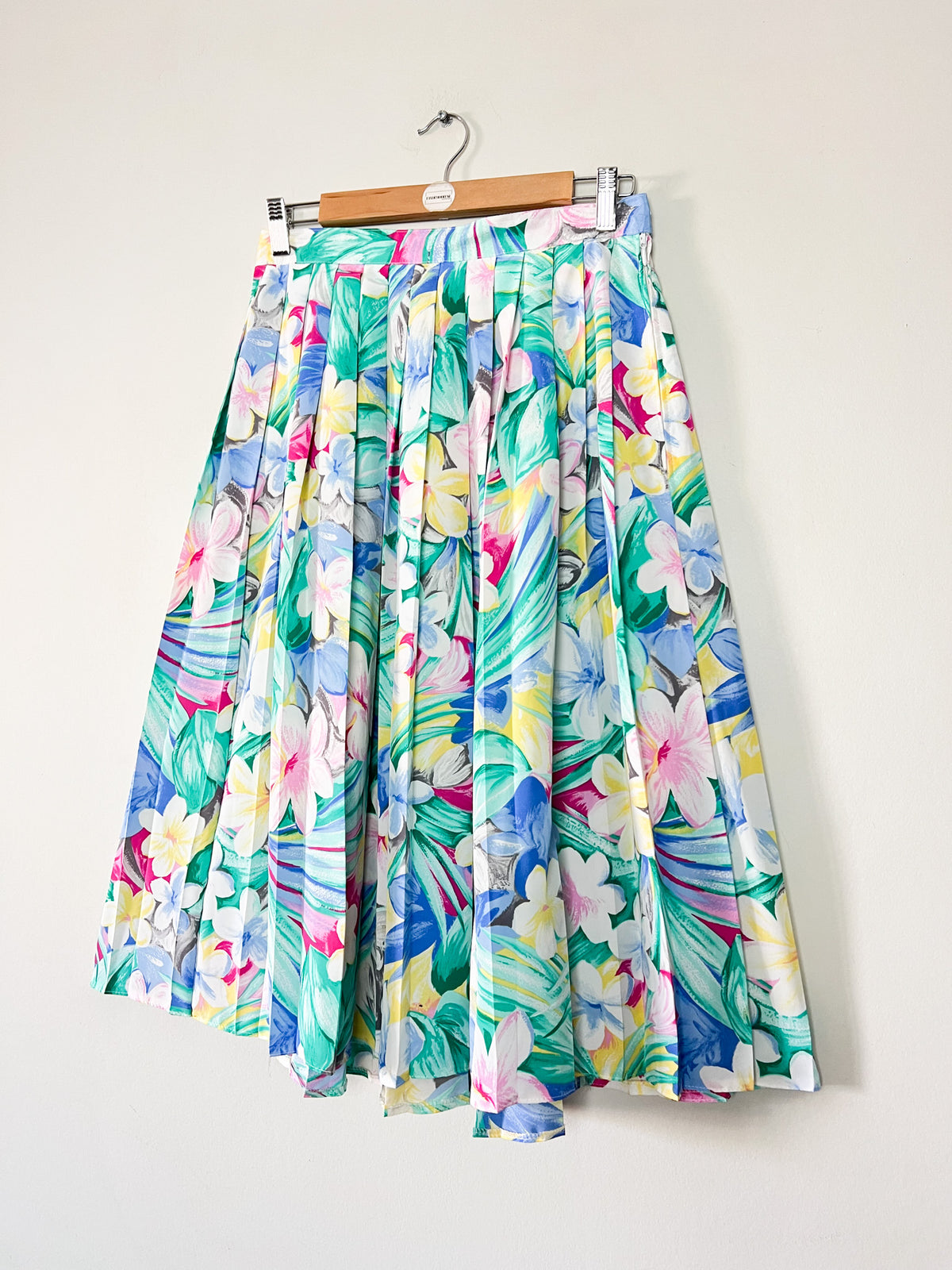 Jupe Plissée Vintage Années 90 Imprimé Floral Fluide Penney – Tons Pastel & Lumineux – T38