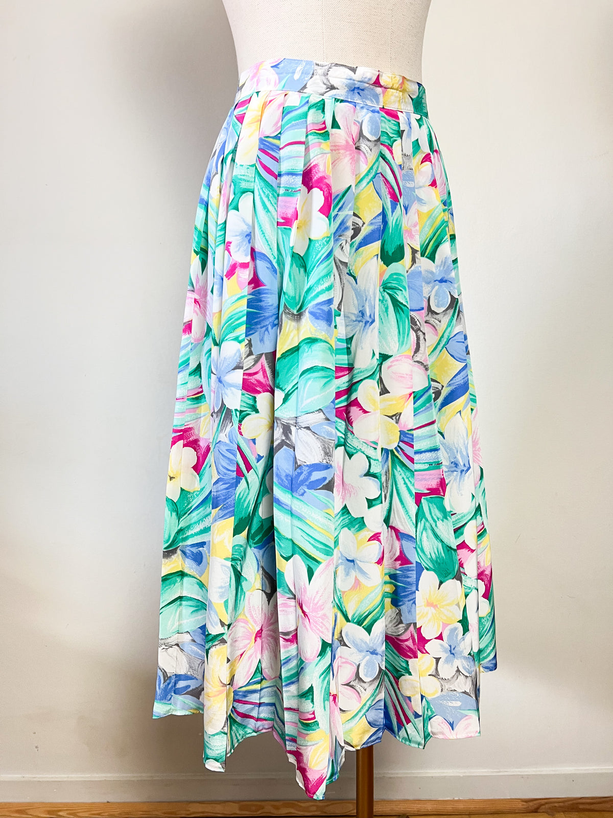 Jupe Plissée Vintage Années 90 Imprimé Floral Fluide Penney – Tons Pastel & Lumineux – T38