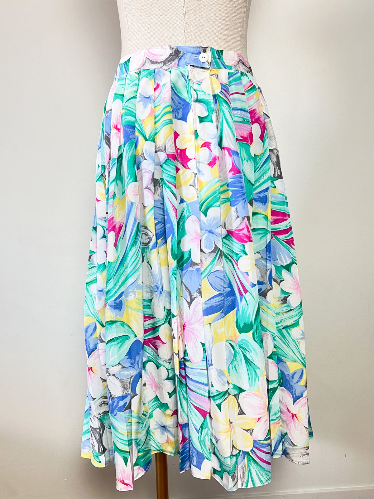 Jupe Plissée Vintage Années 90 Imprimé Floral Fluide Penney – Tons Pastel & Lumineux – T38