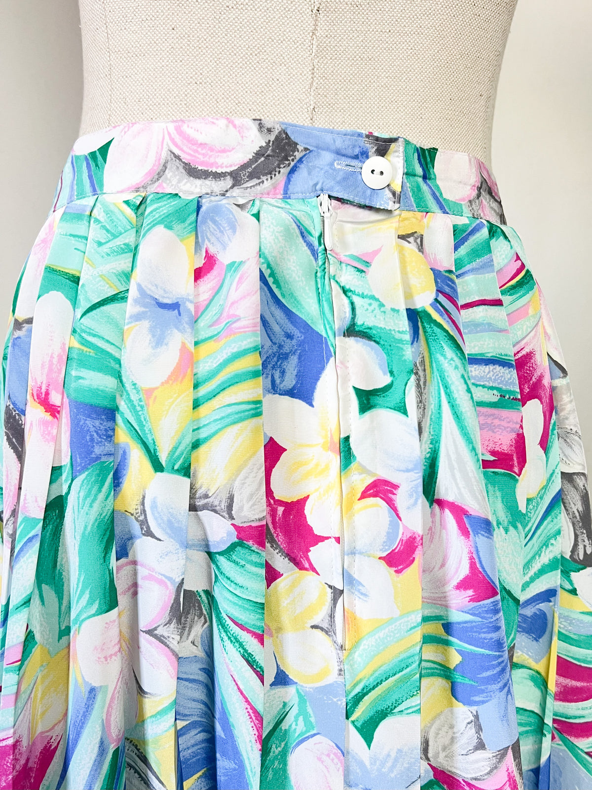Jupe Plissée Vintage Années 90 Imprimé Floral Fluide Penney – Tons Pastel & Lumineux – T38