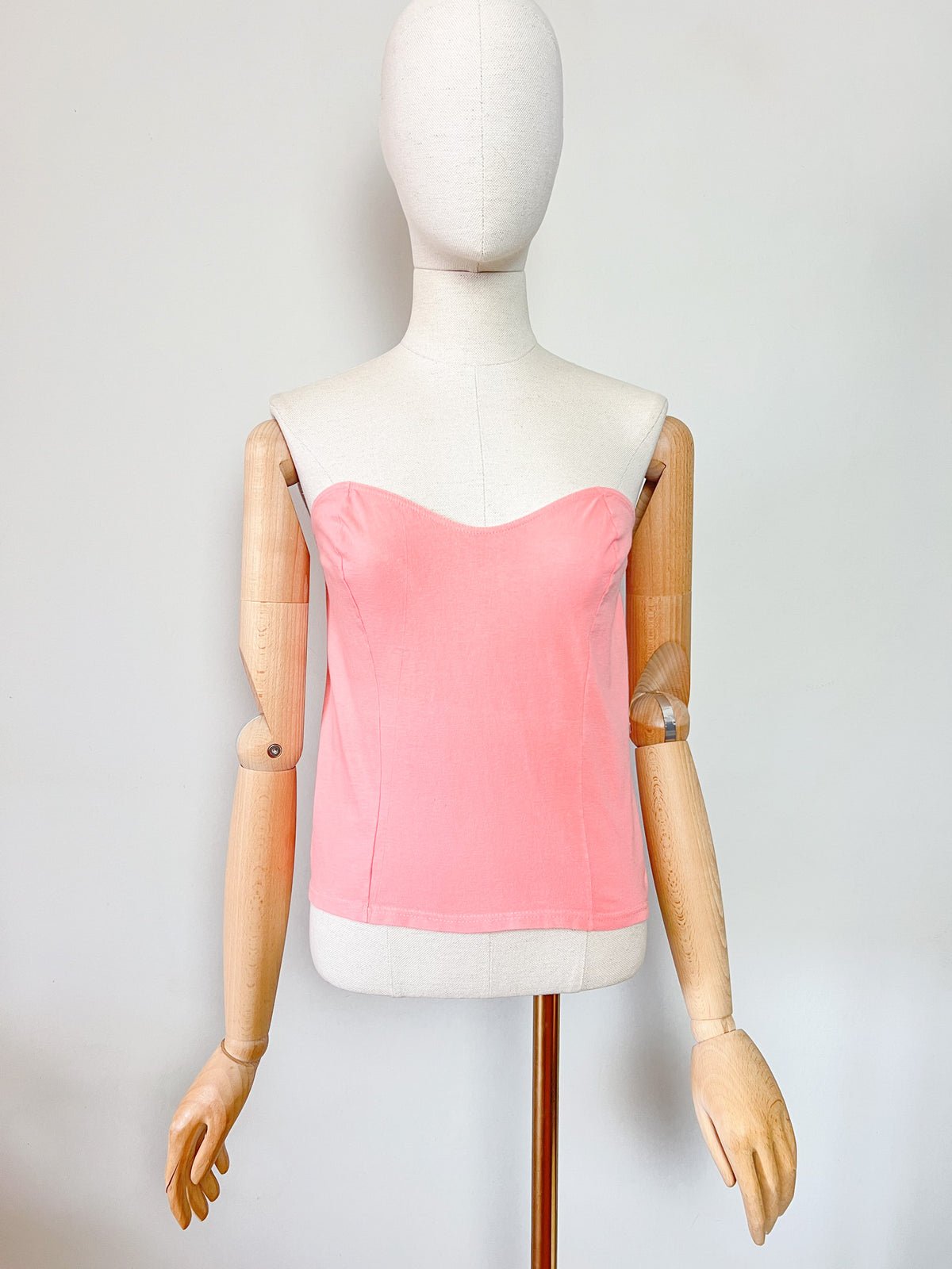 Top Bustier Vintage Années 90 Décolleté Cœur Abricot – Fabriqué en France – T34/36