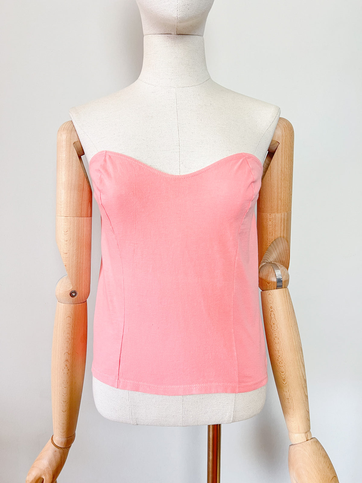 Top Bustier Vintage Années 90 Décolleté Cœur Abricot – Fabriqué en France – T34/36